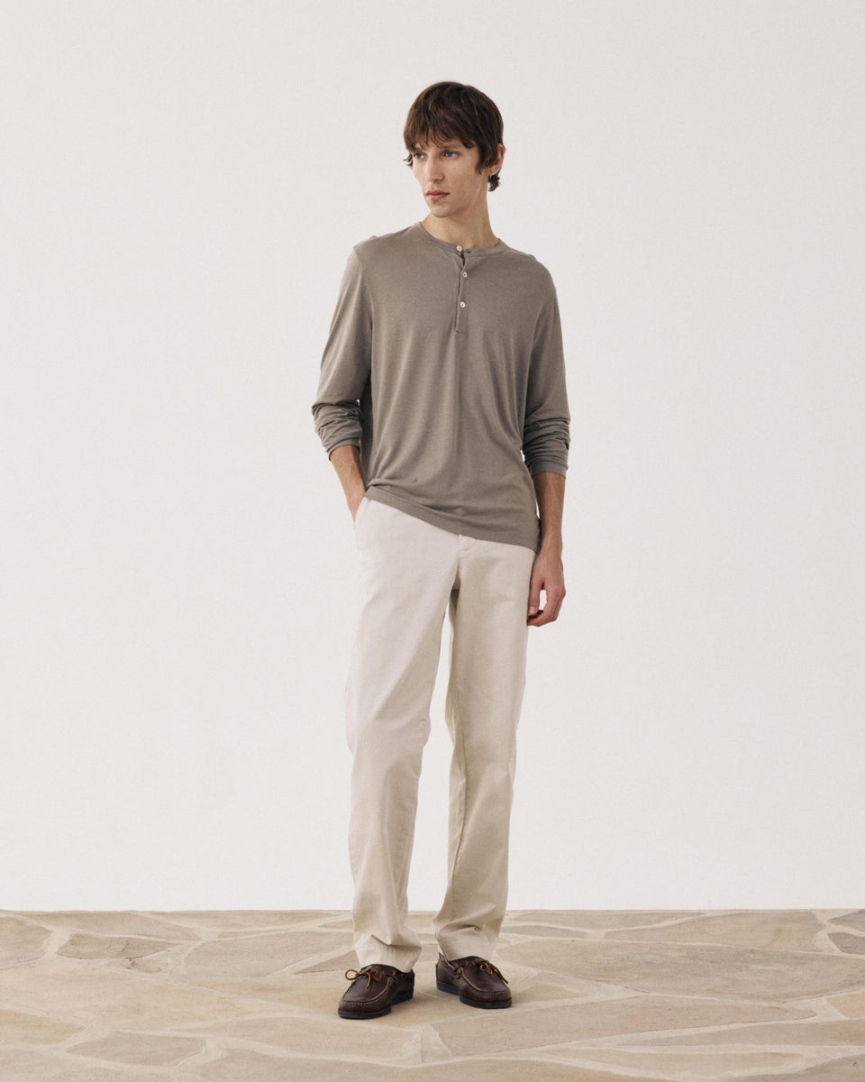 Henley Men's Taupe Lyocell & Cotton Jersey T-shirt - Image alternative