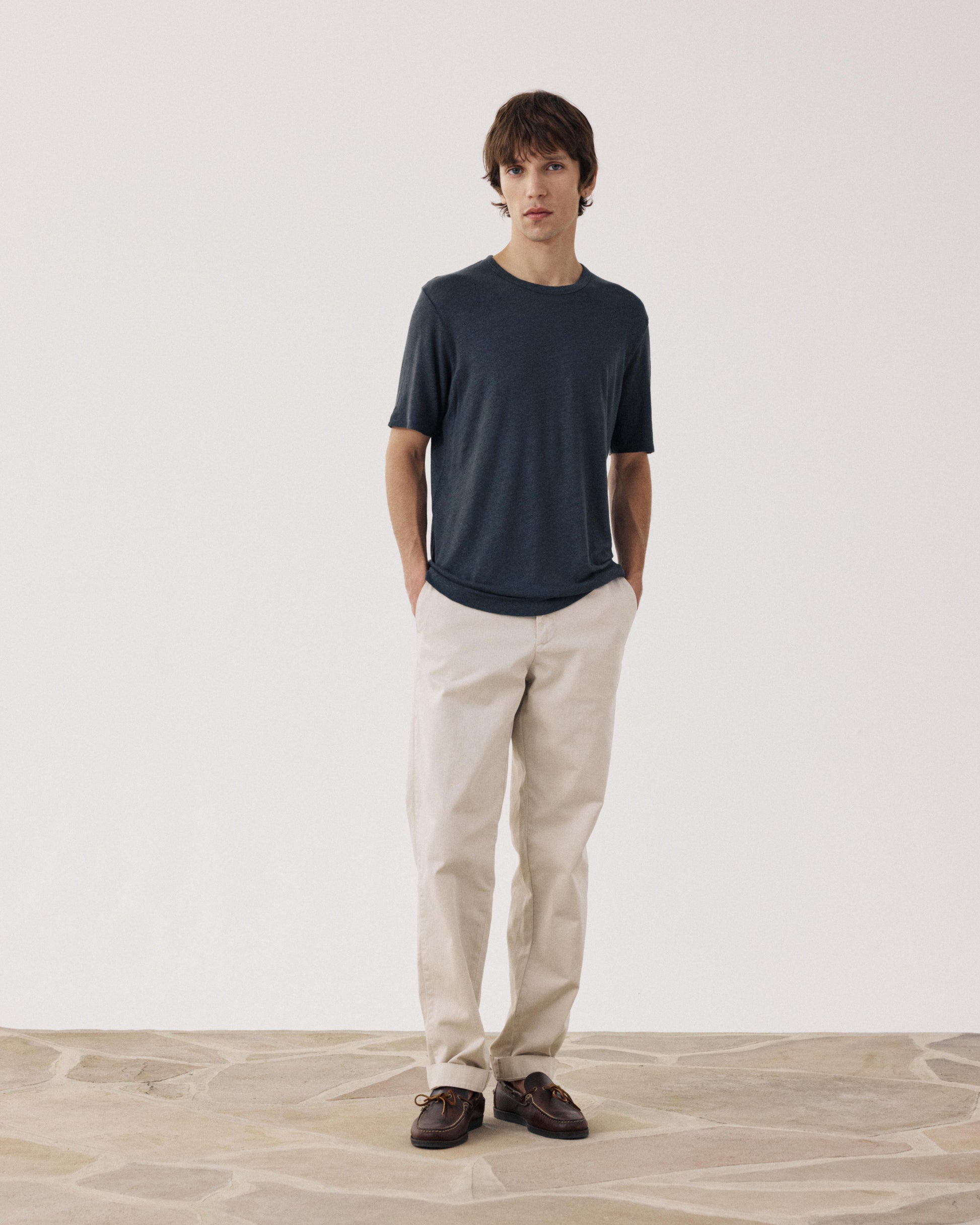 Camiseta de lino para hombre Carbone Crew BF84307-02