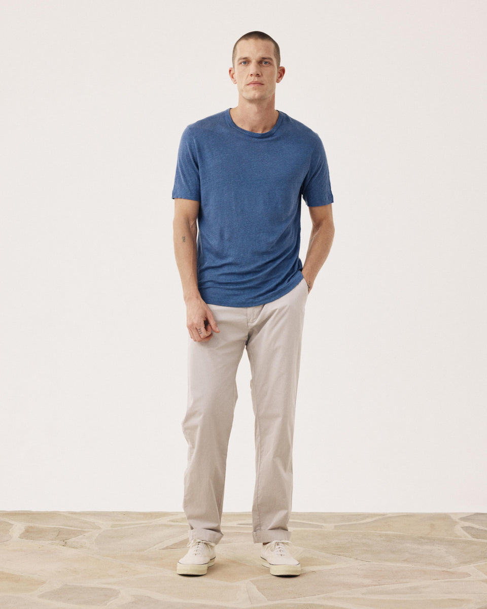 Crew Heren-T-shirt Denim Blauw Linnen - Image alternative