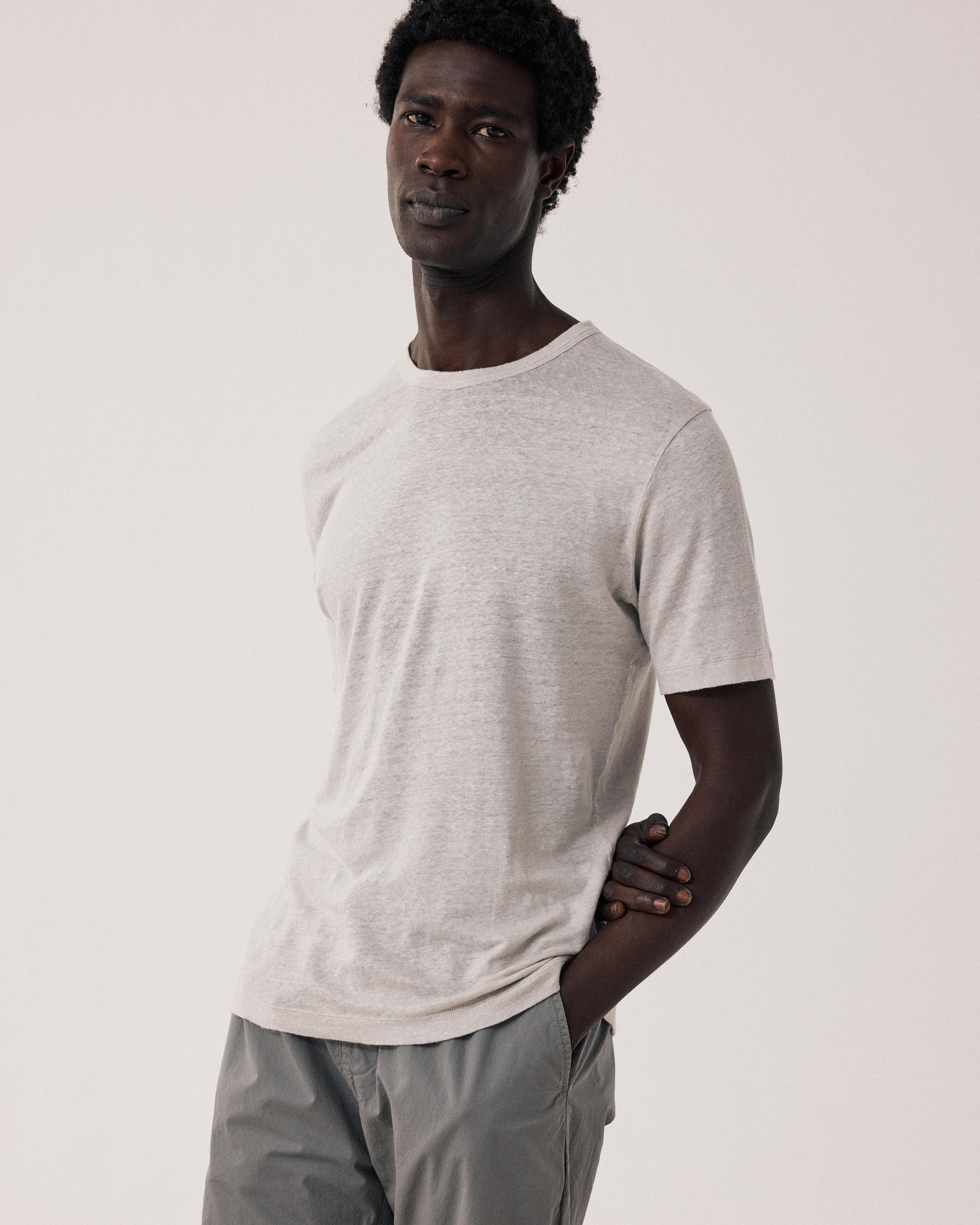 Crew Men's Beige Linen T-shirt BF84307-10 - Men's T-shirt - Hartford