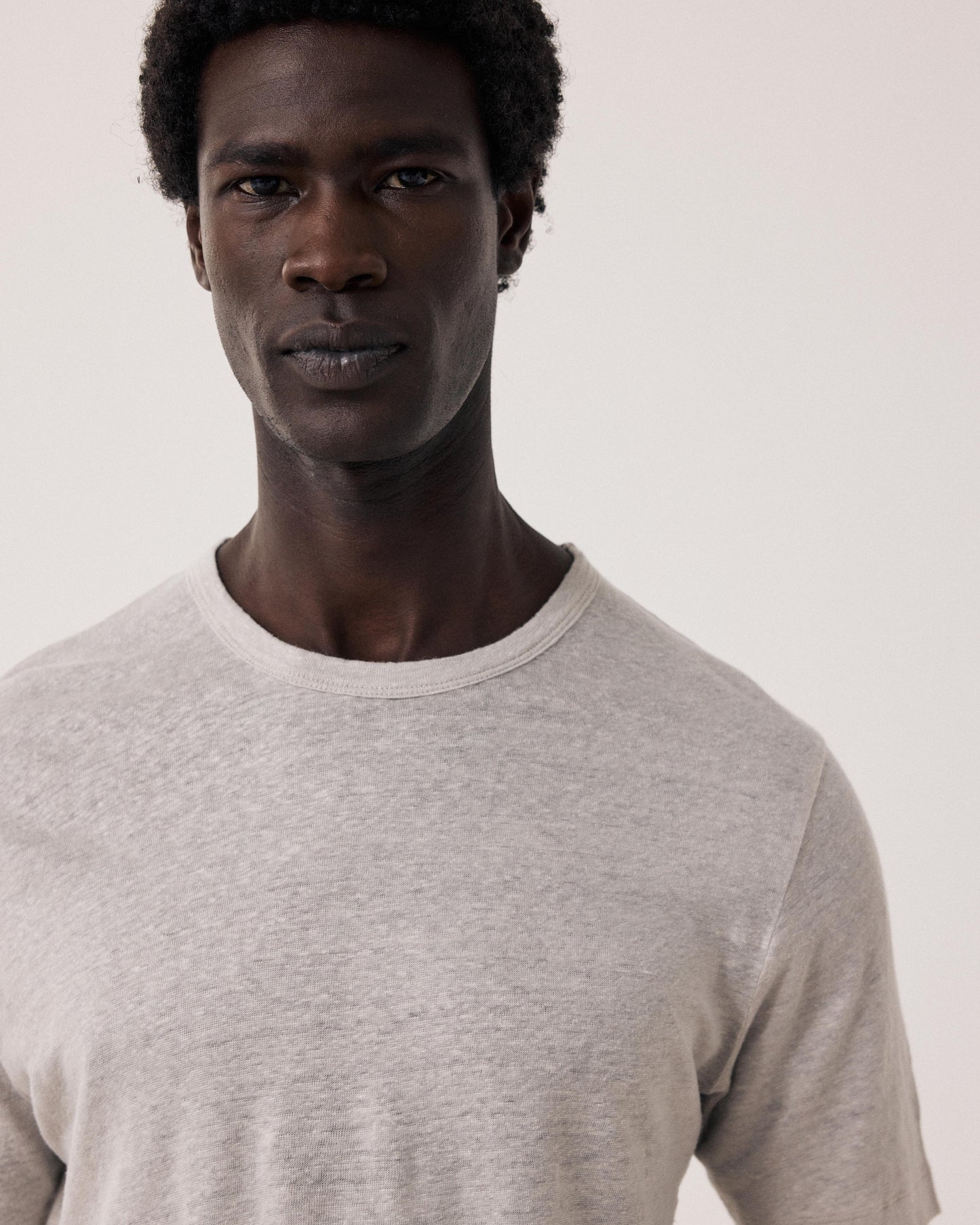 Maglietta da uomo in lino beige Linen Crew Ss BF84307-10