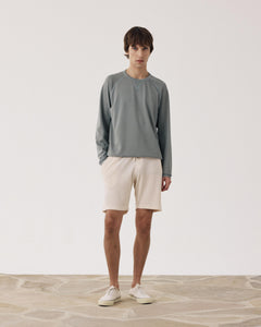 Men's Bermuda shorts in vanilla-colored Embossed Cotton Jersey BF93310-01