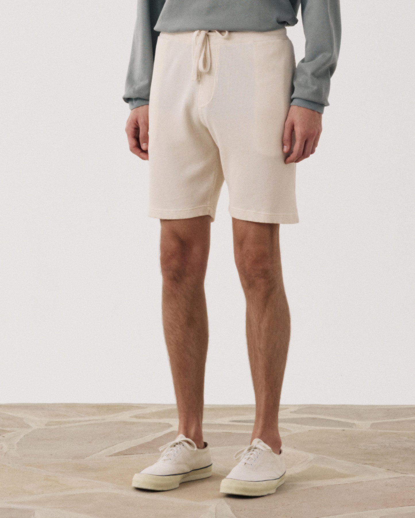 Men's Bermuda shorts in vanilla-colored Embossed Cotton Jersey BF93310-01
