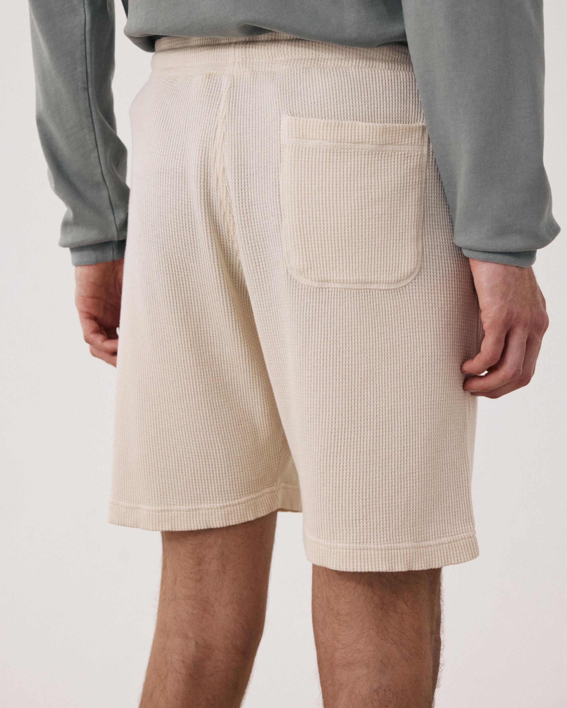 Men's Bermuda shorts in vanilla-colored Embossed Cotton Jersey BF93310-01