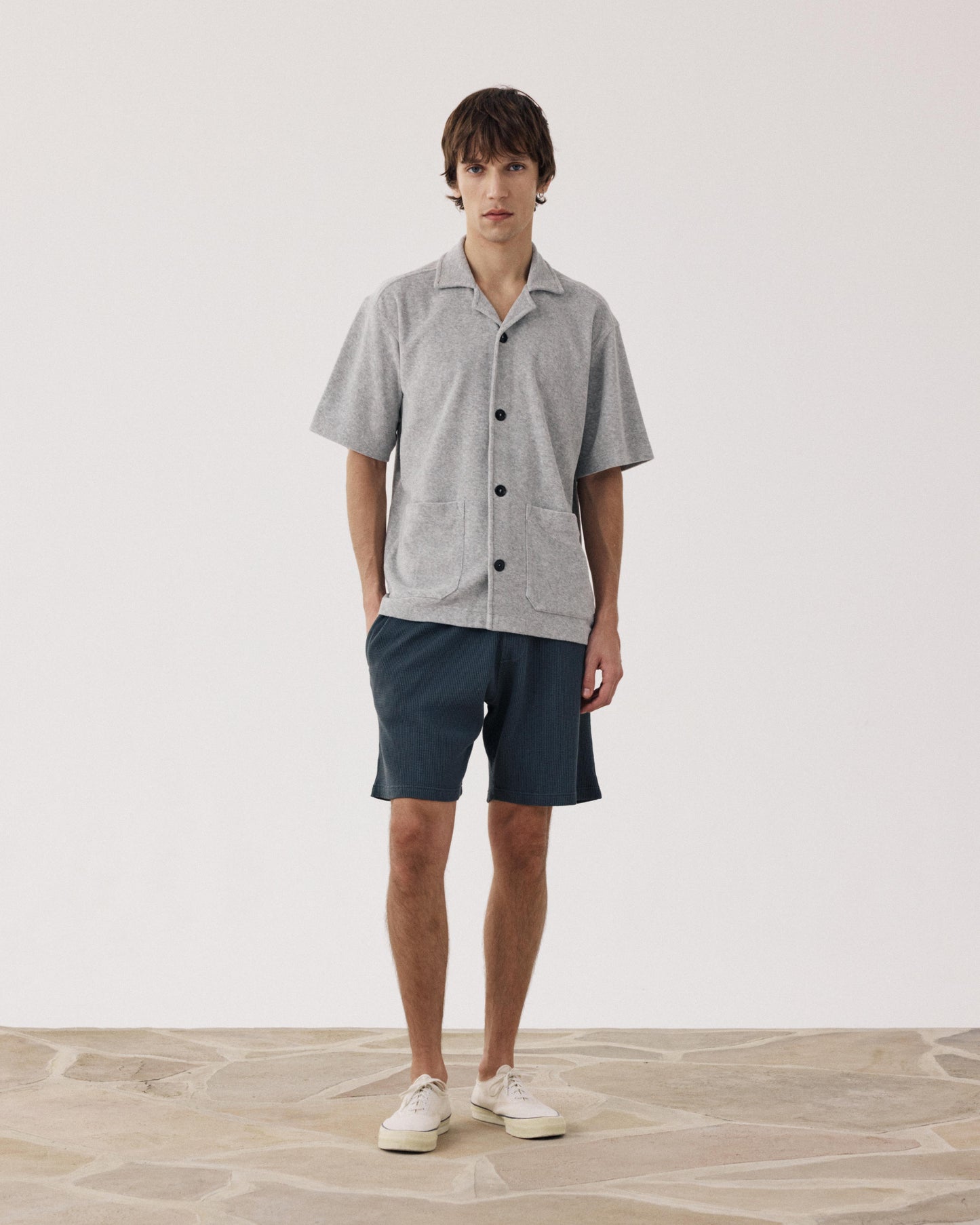 Men's Bermuda shorts in carbon embossed Waffle Cotton Jersey BF93310-02