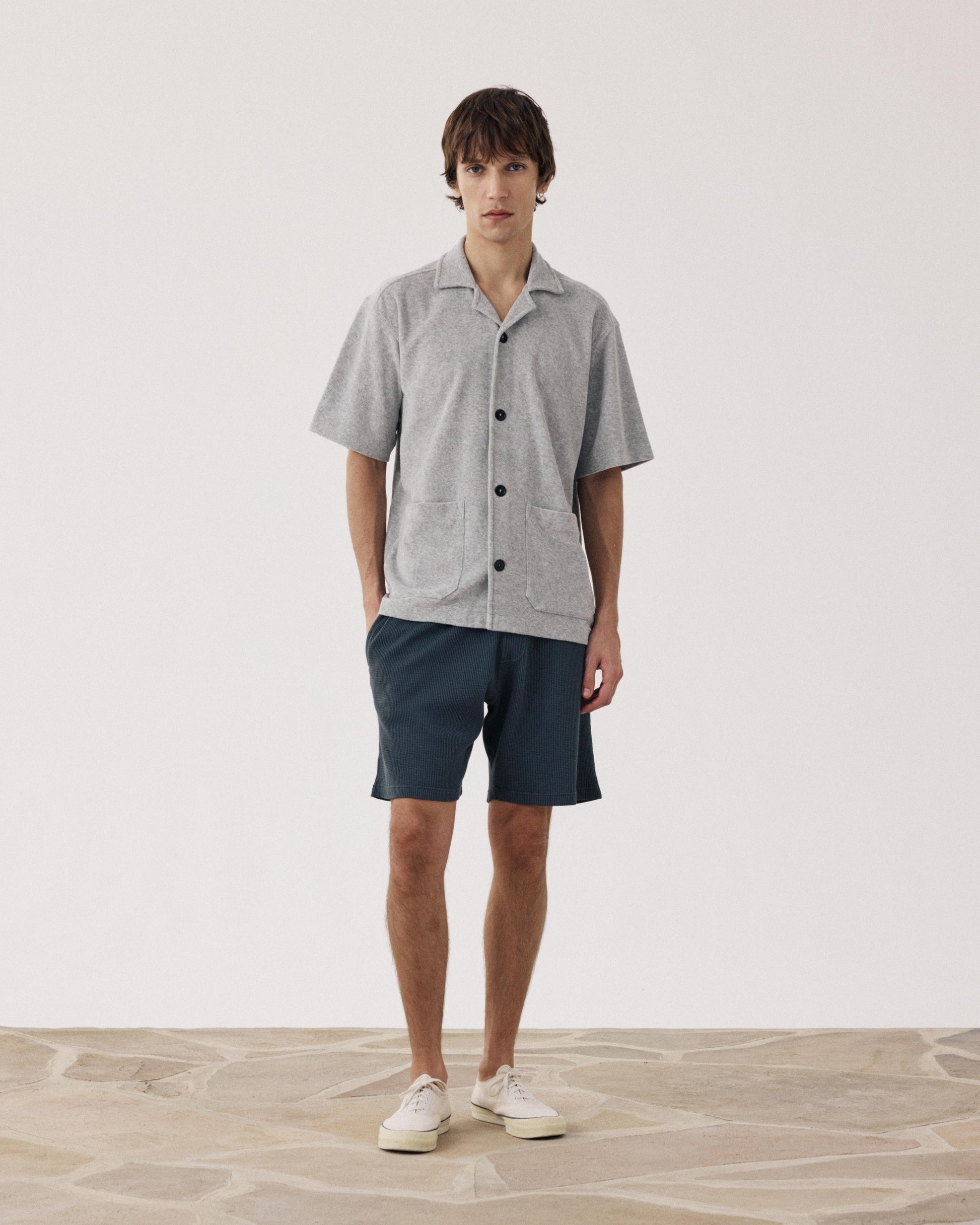 Men's Bermuda shorts in carbon embossed Waffle Cotton Jersey BF93310-02