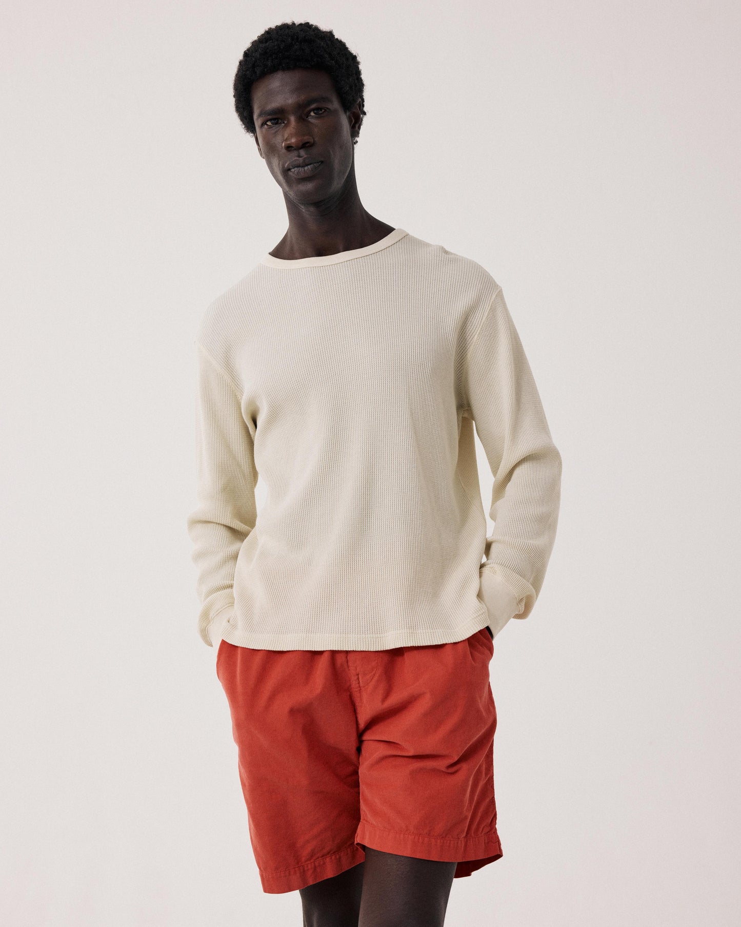 Men's T-shirt in embossed Waffle Cotton Jersey Vanilla BF94310-01