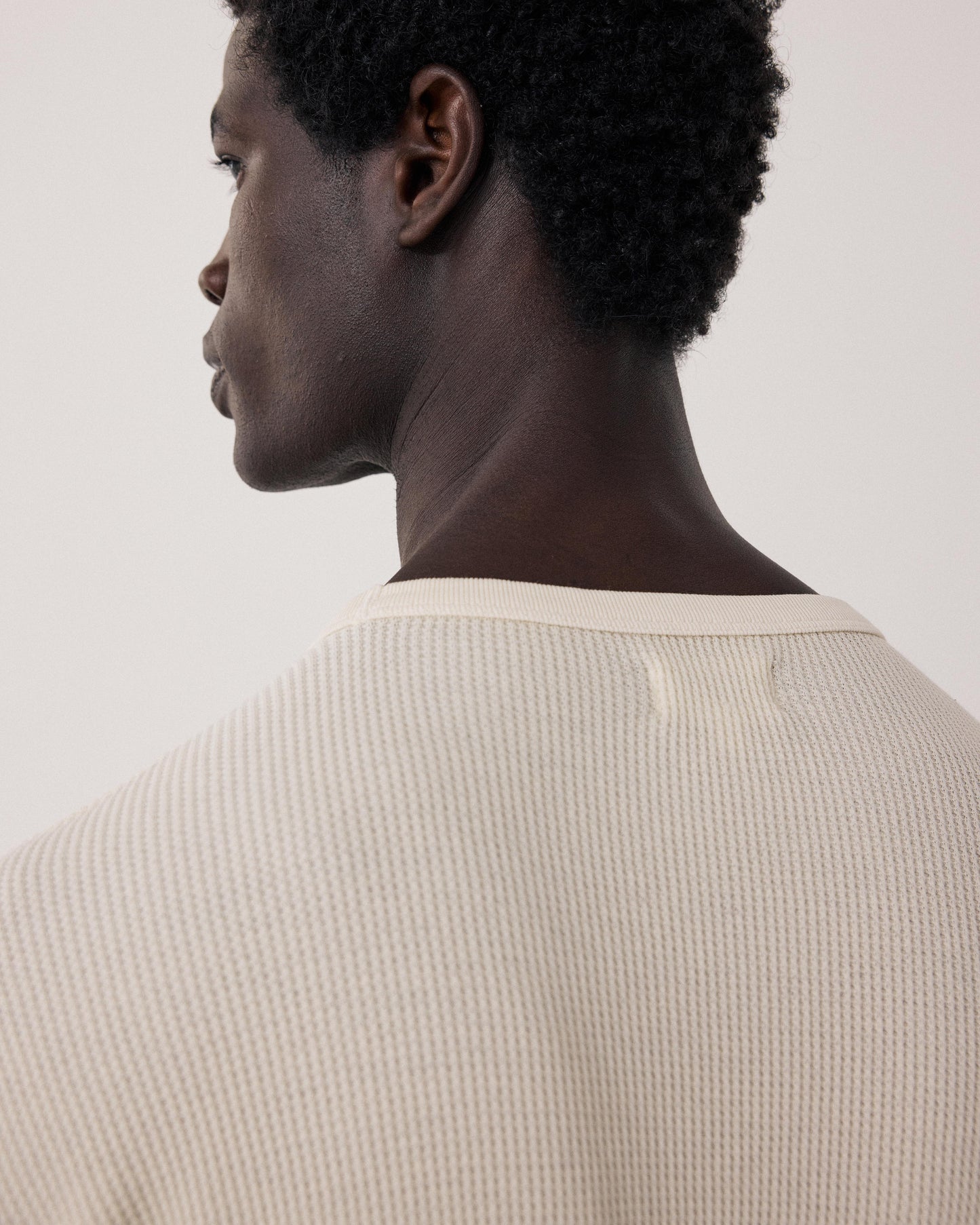 Men's T-shirt in embossed Waffle Cotton Jersey Vanilla BF94310-01