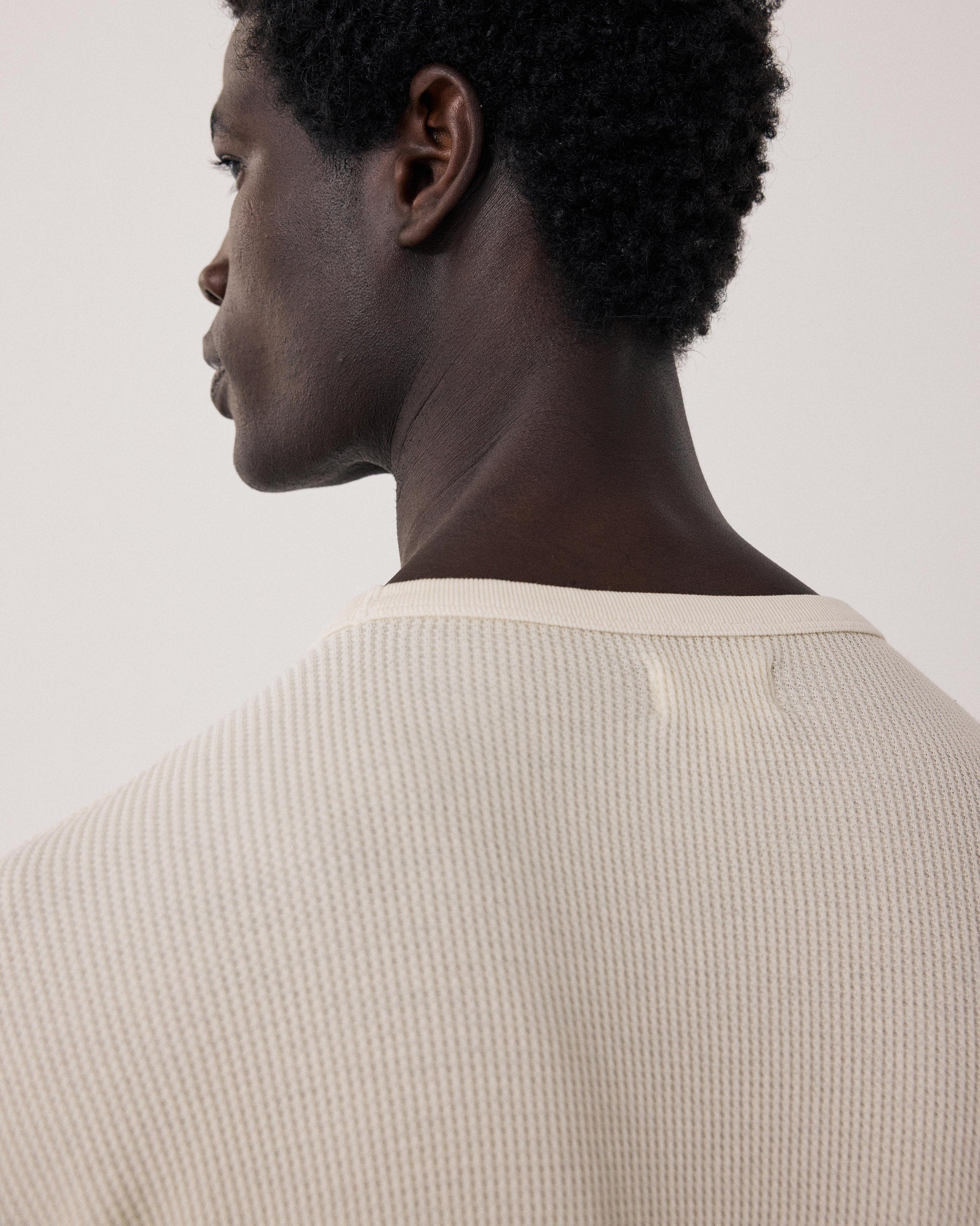 Men's T-shirt in embossed Waffle Cotton Jersey Vanilla BF94310-01