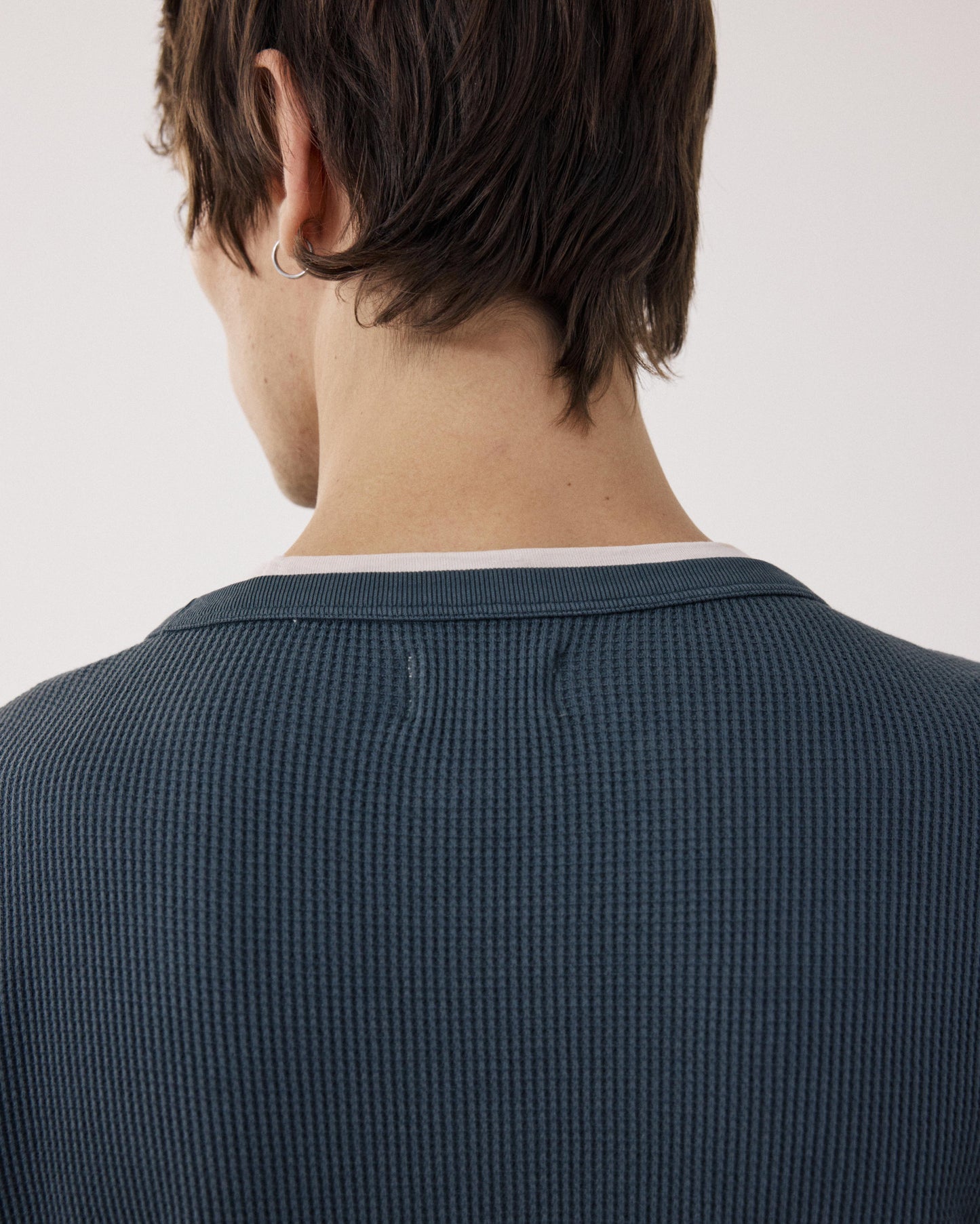 Men's T-shirt in embossed Waffle Cotton Jersey Carbon BF95310-02