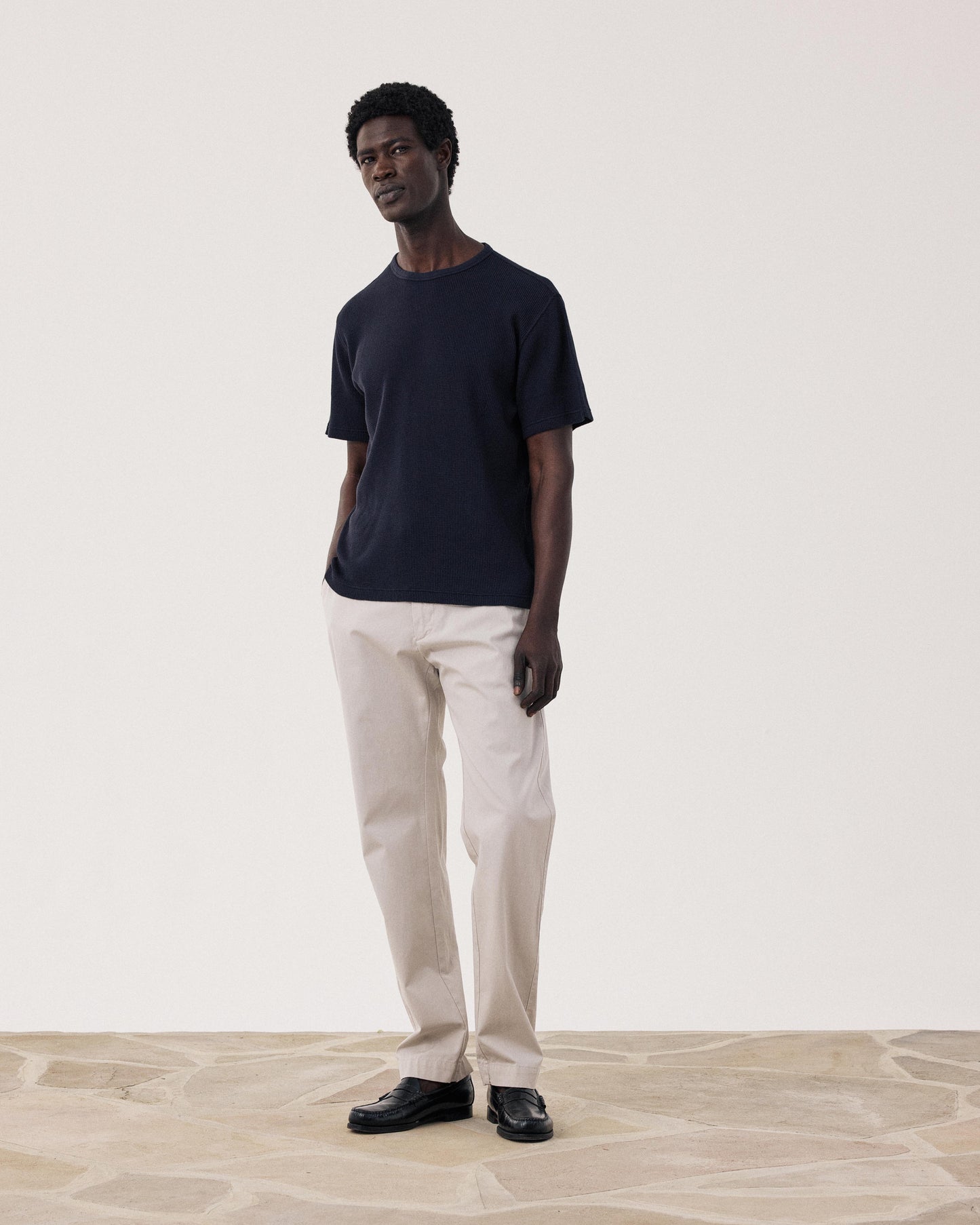 Men's Waffle Cotton Jersey T-shirt in midnight blue BF95310-06