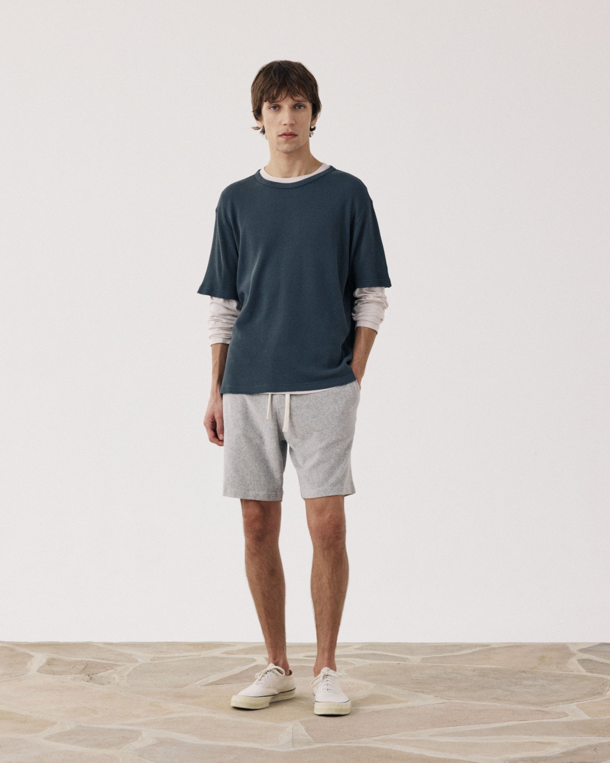 Short Homme en Eponge Gris Chiné Bouclette BF98311-01