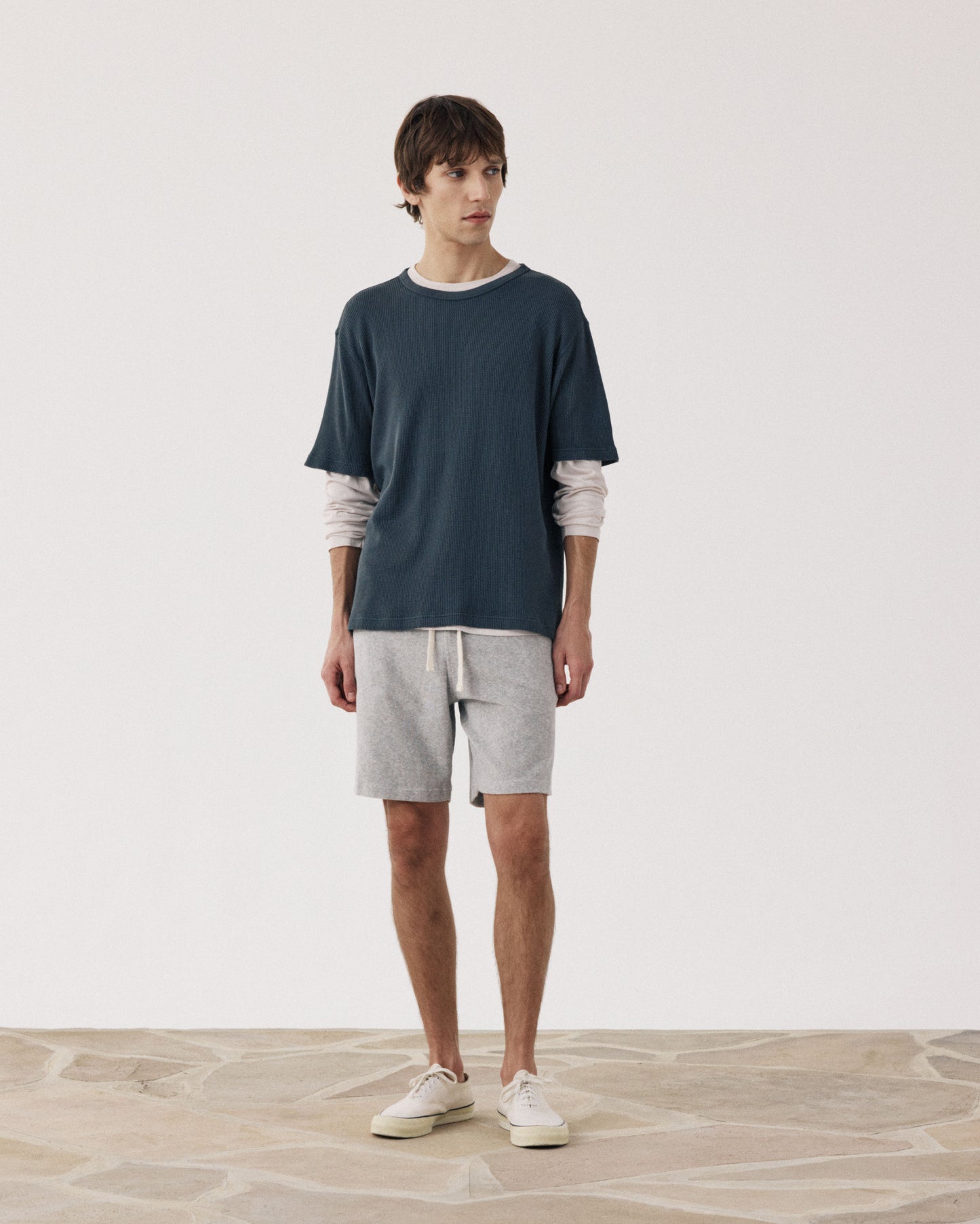 Short Homme en Eponge Gris Chiné Bouclette BF98311-01