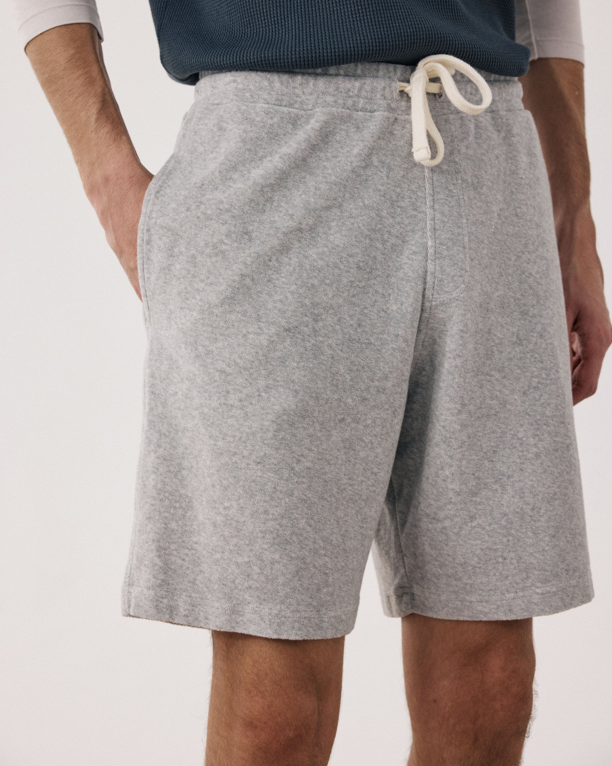 Short Homme en Eponge Gris Chiné Bouclette BF98311-01
