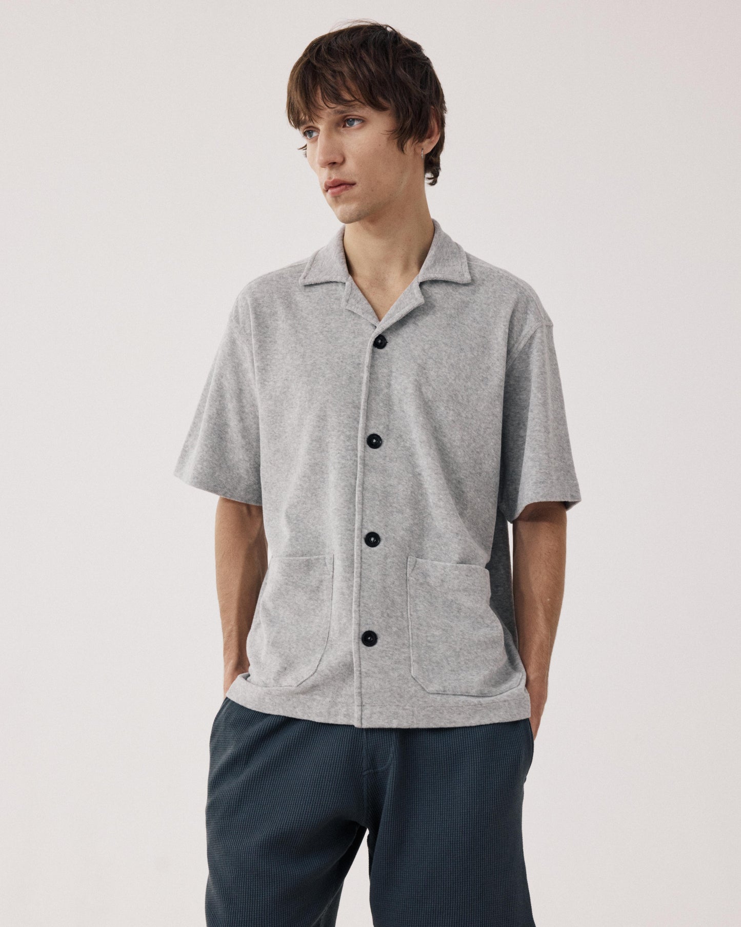 Men's Heather Gray Terry Cloth Shirt BF99311-01