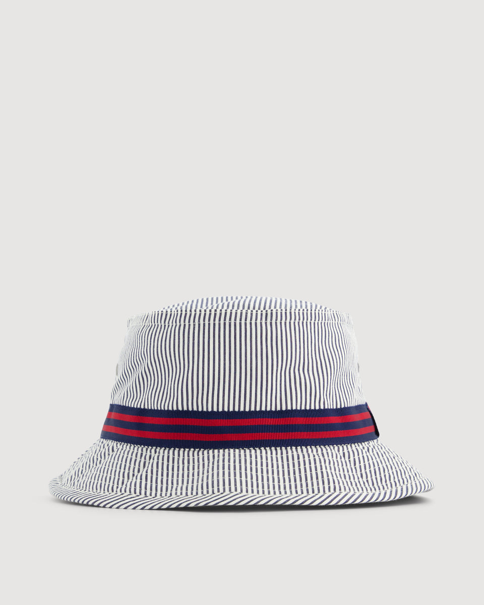 Bob Homme en Seersucker Rayé Bleu Marine & Ecru - Image 3