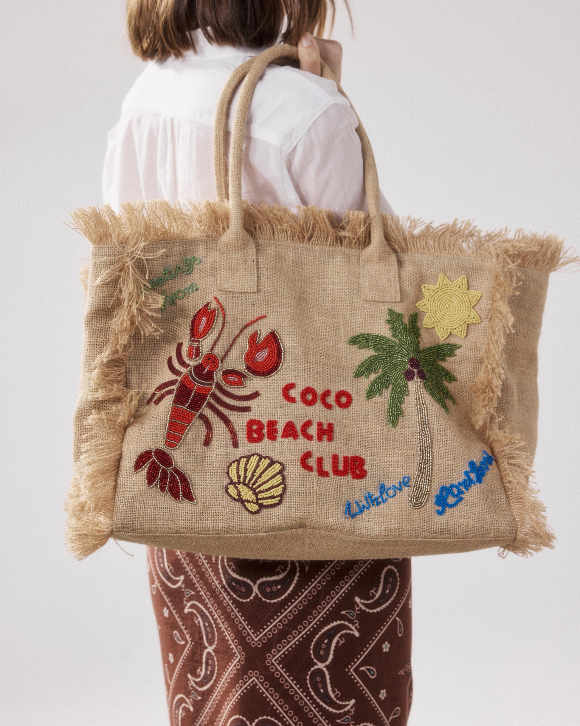 Borsa da donna in juta beige Ariel