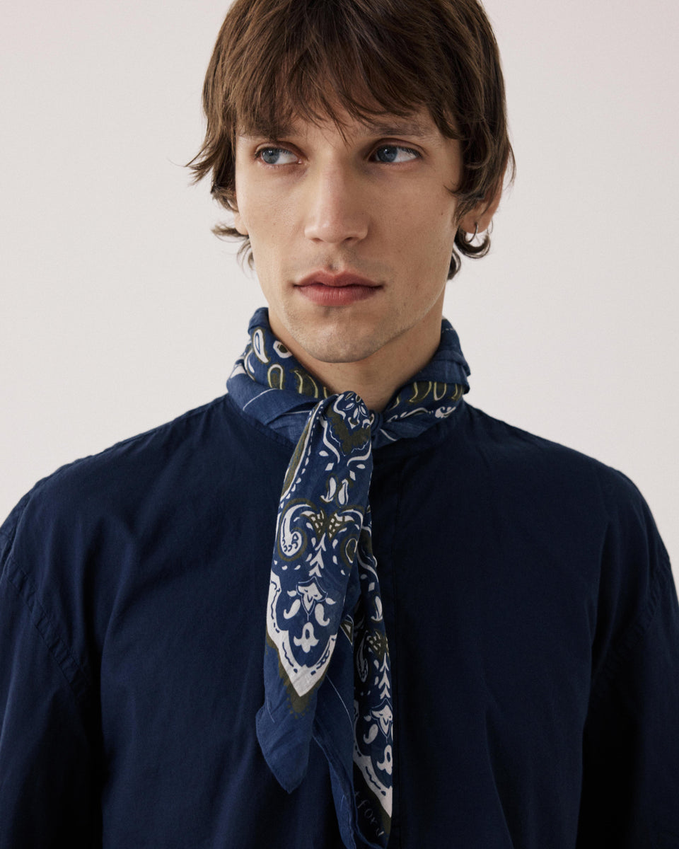 Paisley Men's Indigo Blue Cotton Bandana - Image principale