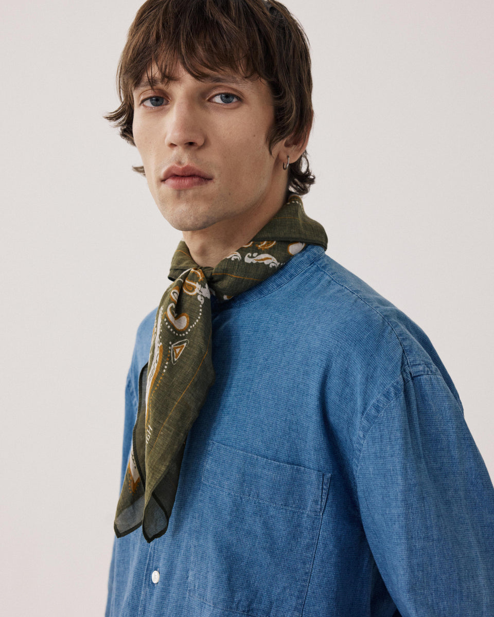 Paisley Men's Military green Cotton Bandana - Image alternative