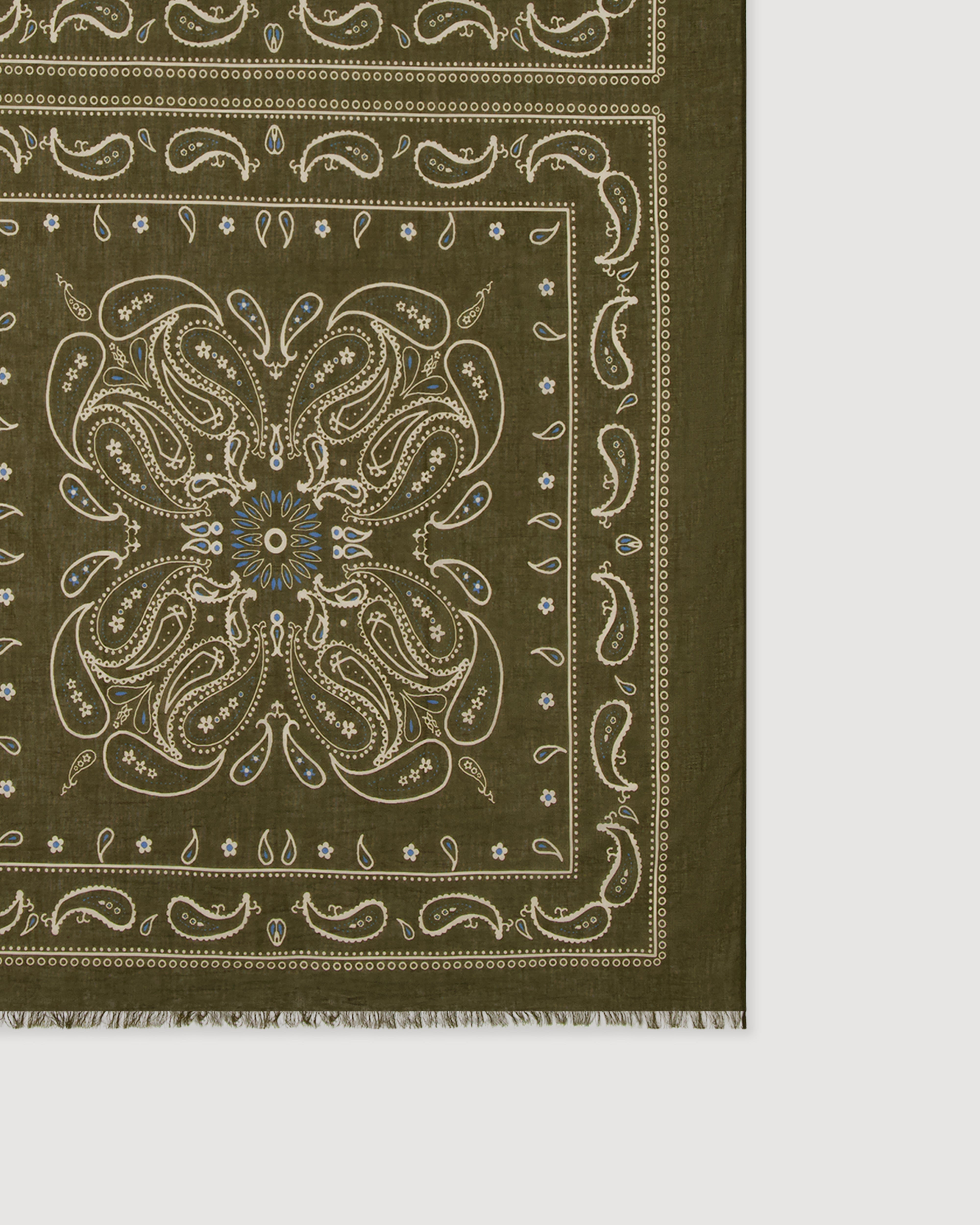 希少 1874 French Military Vintage Bandana Men's Military green Cotton Scarf BFC7416-02 - Men's Scarf - Hartford