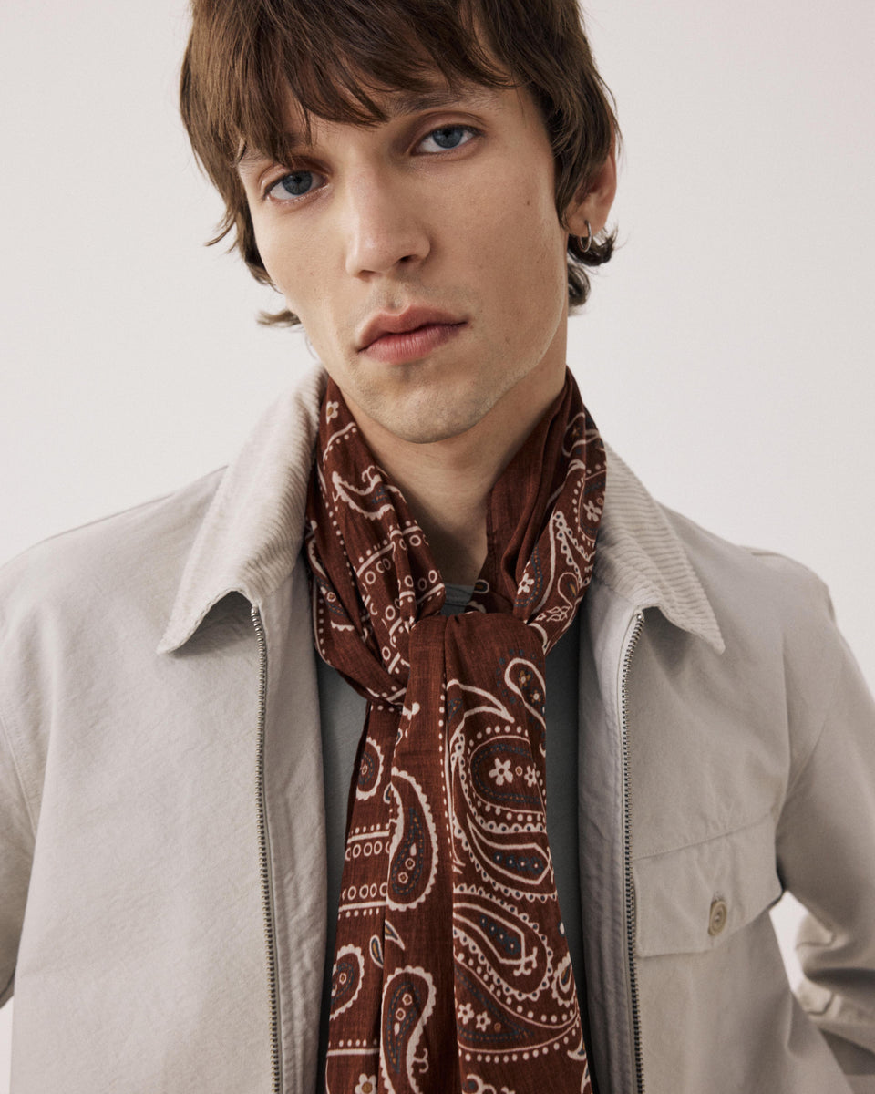  Men's Brown Cotton Scarf - Image alternative