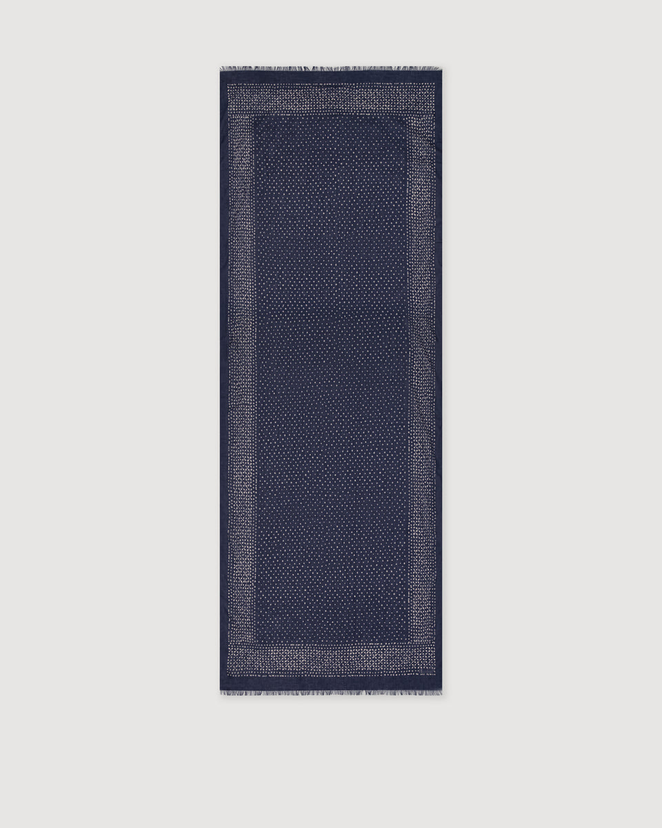 Echarpe Homme en Coton Bleu Indigo Dots - Image 3