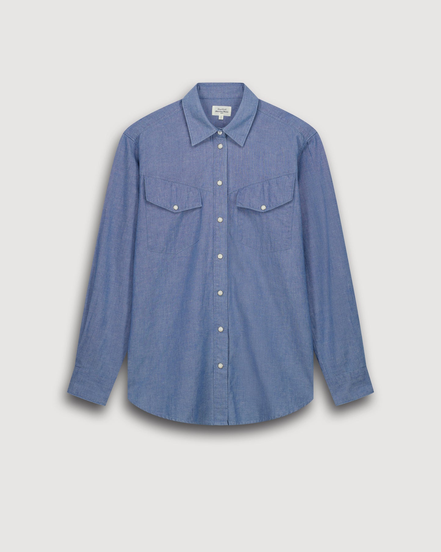 Chemise Femme en Coton & Lin Bleu Denim Cameron