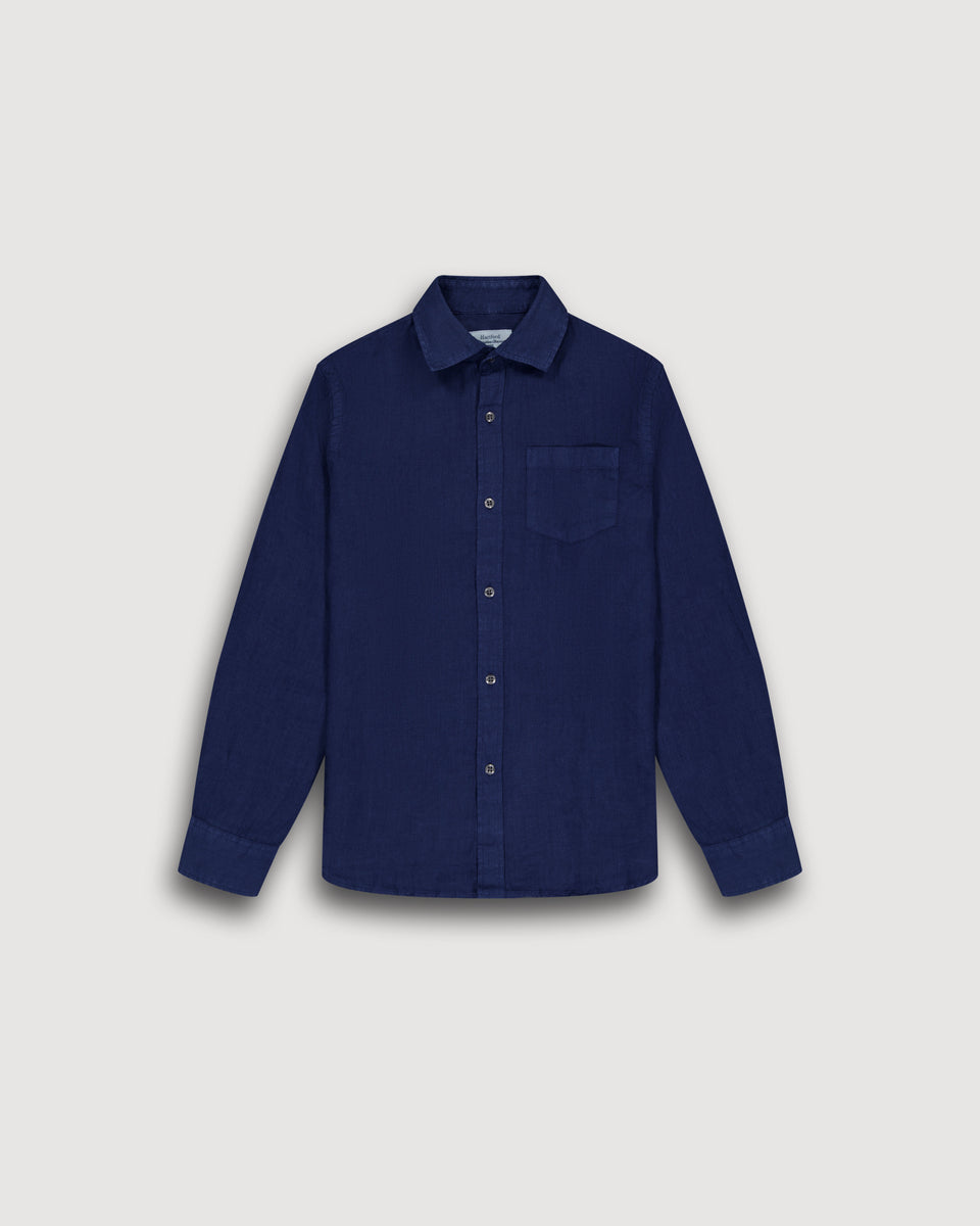 Chemise Garçon en Lin Bleu Marine Paul - Image principale