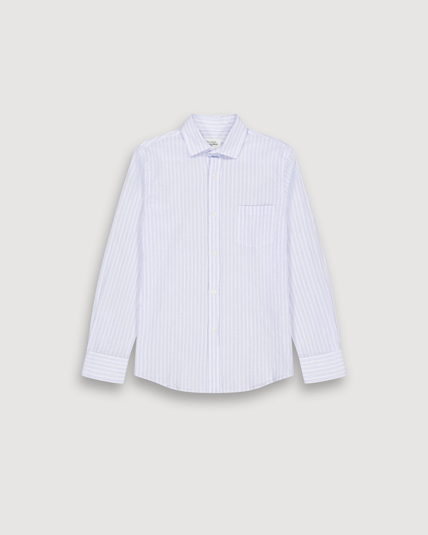 Chemise Garçon en Seersucker Bleu Cliel & Blanc Paul BFCAB008-01