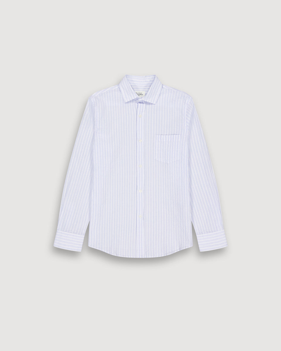 Chemise Garçon en Seersucker Bleu Cliel & Blanc Paul - Image principale