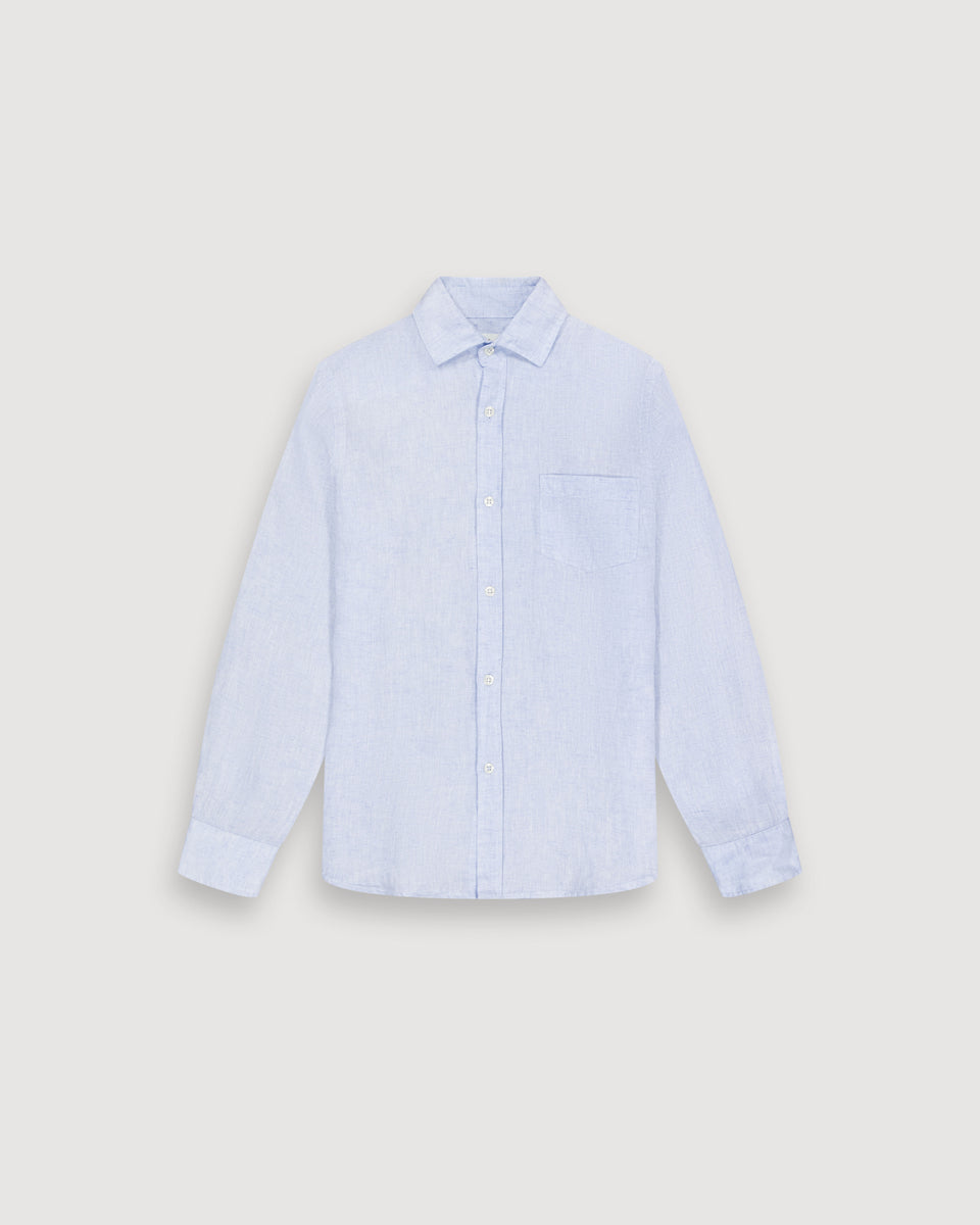Chemise Garçon en Chambray De Lin Bleu Ciel Paul - Image principale