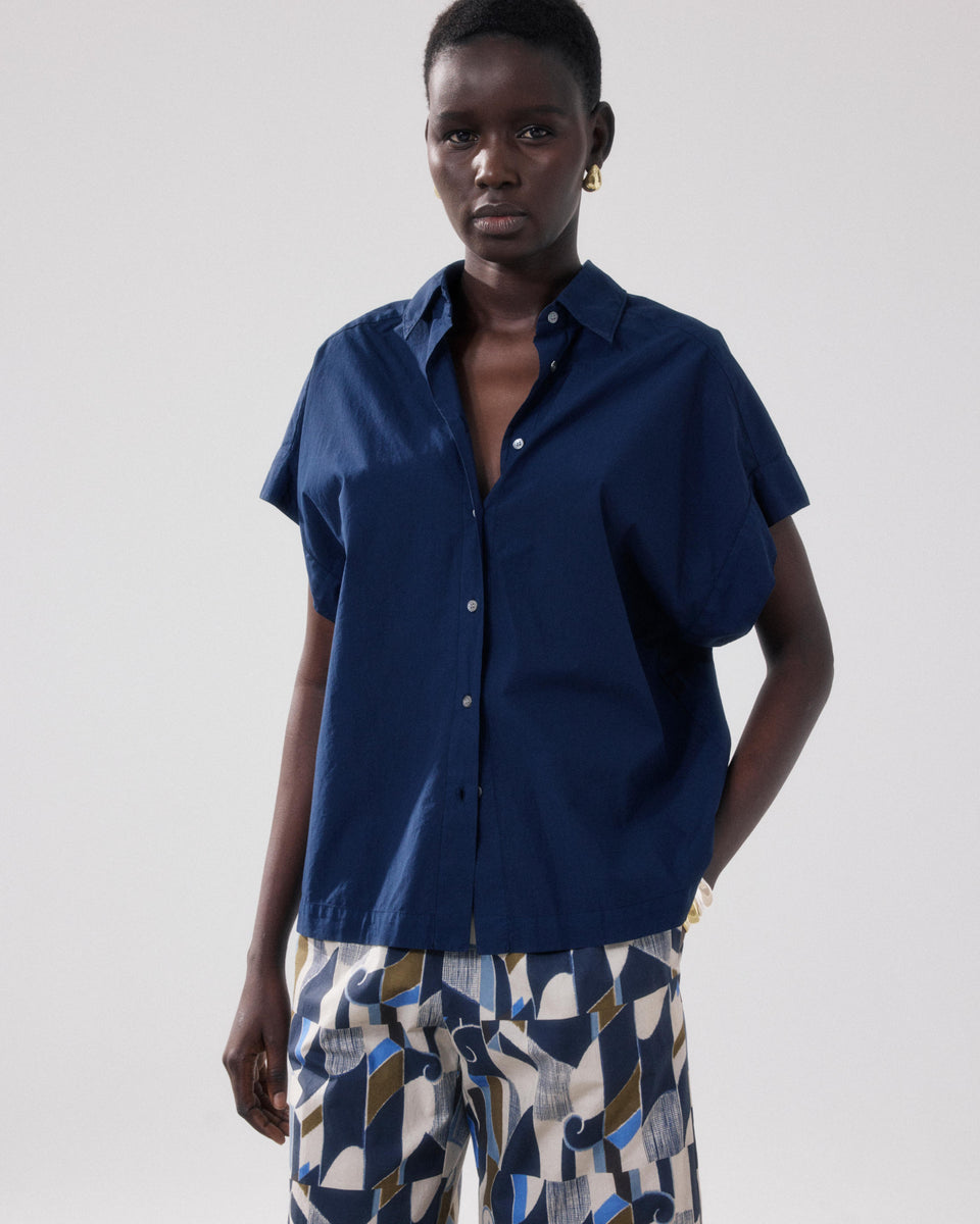 Carlos Women's Bleu Nuit Poplin Shirt - Image principale