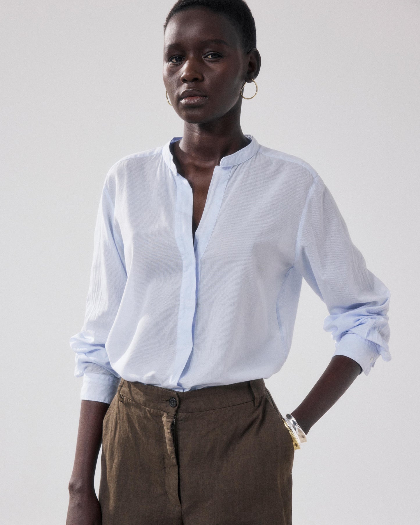 Women's Sky Blue Cotton Shirt with Cartoon Print BFCC611-40