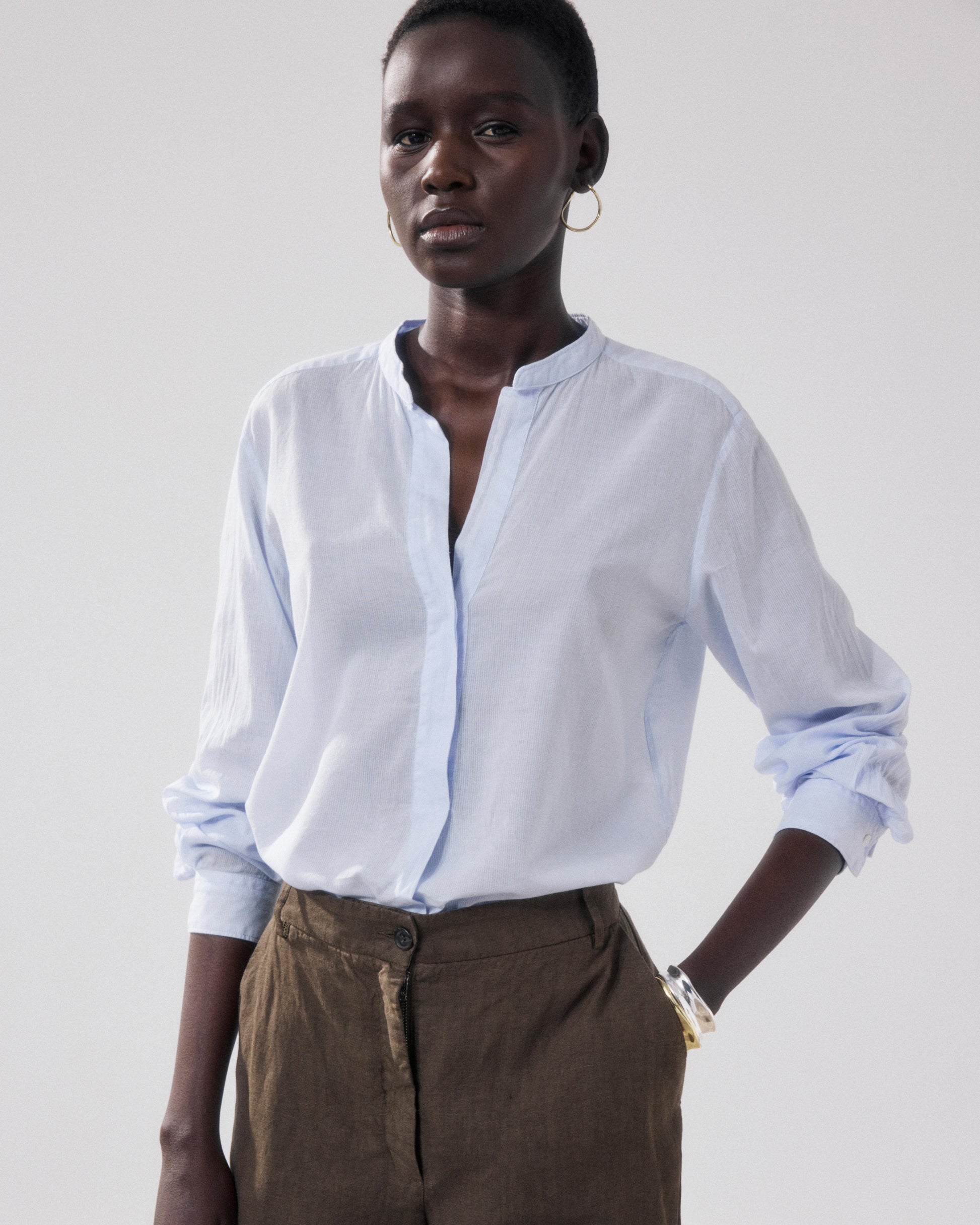 Women's Sky Blue Cotton Shirt with Cartoon Print BFCC611-40