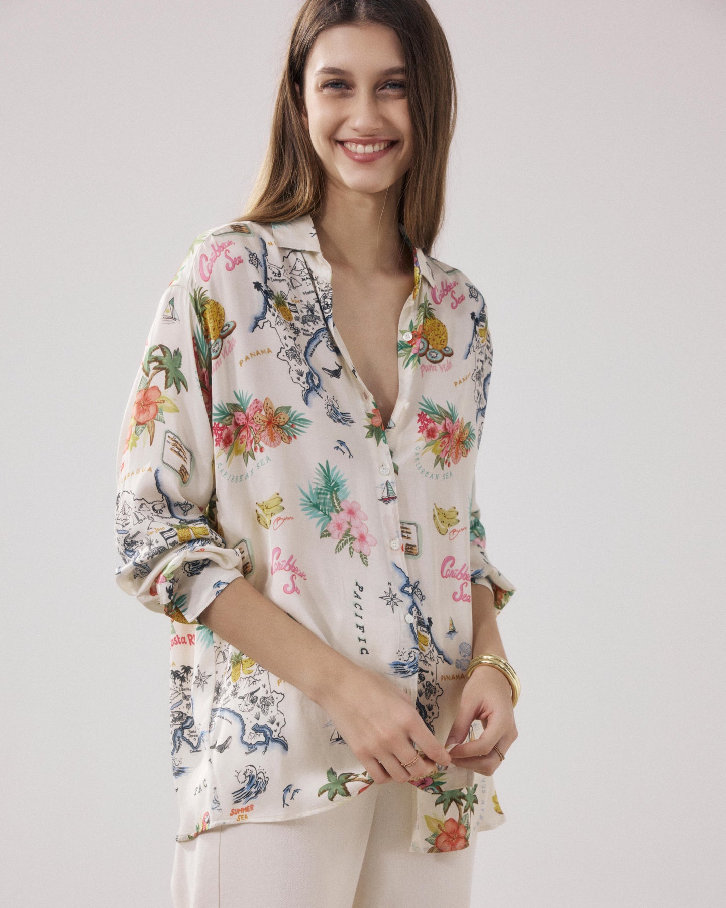 Women's Off-white & Multicolor Viscose Shirt Charlot BFCE621-01