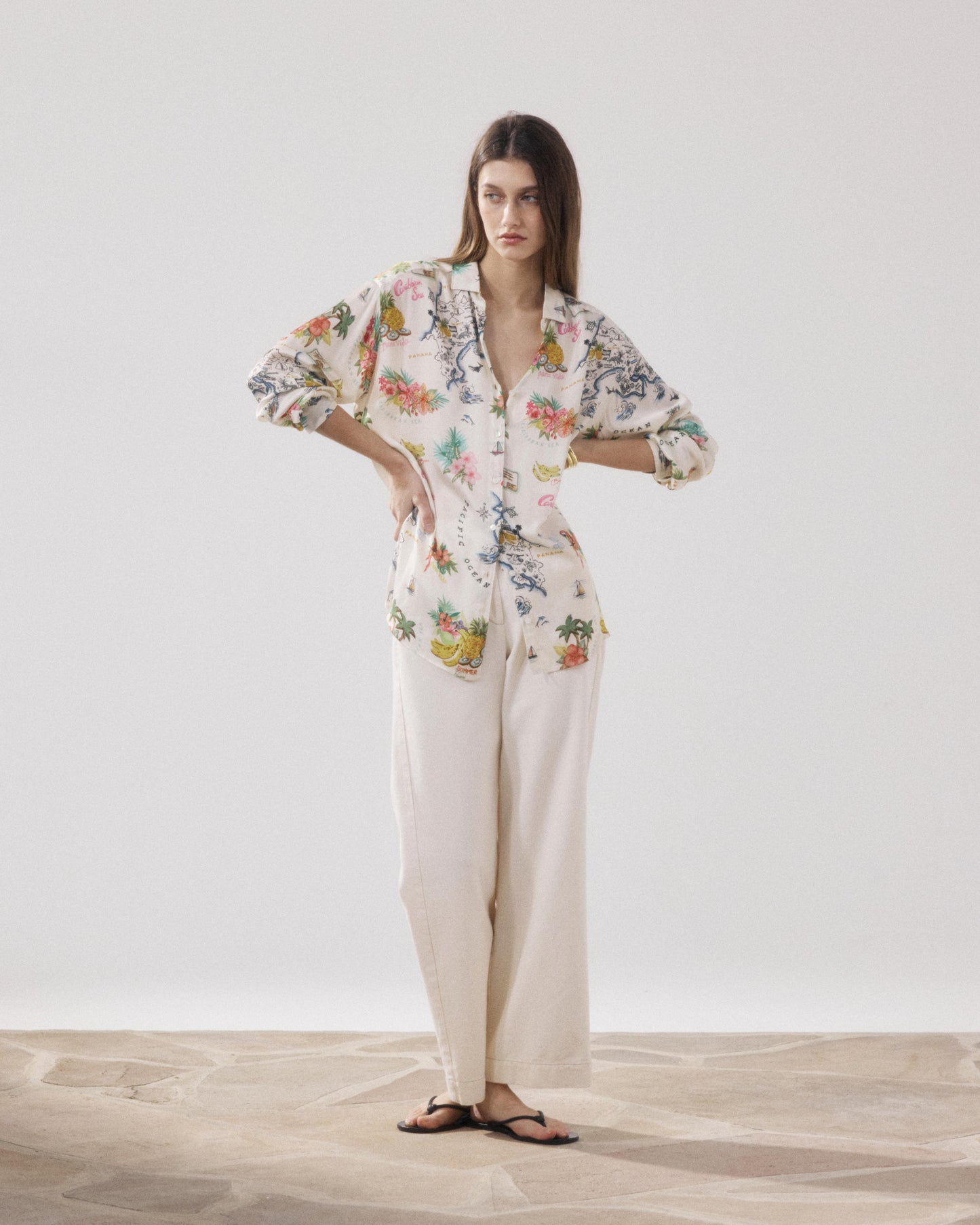 Women's Off-white & Multicolor Viscose Shirt Charlot BFCE621-01