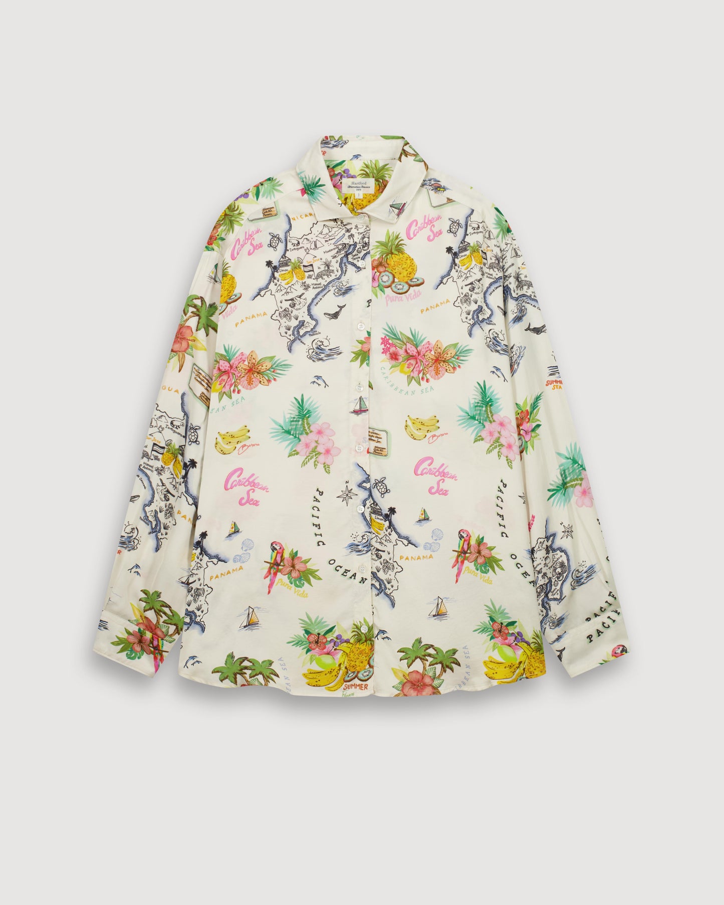 Chemise Femme en Viscose Ecru & Multicouleur Charlot