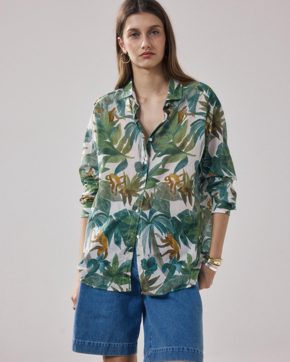 Chemise Femme en Coton Imprimé Blanc & Vert Charlot - Image alternative