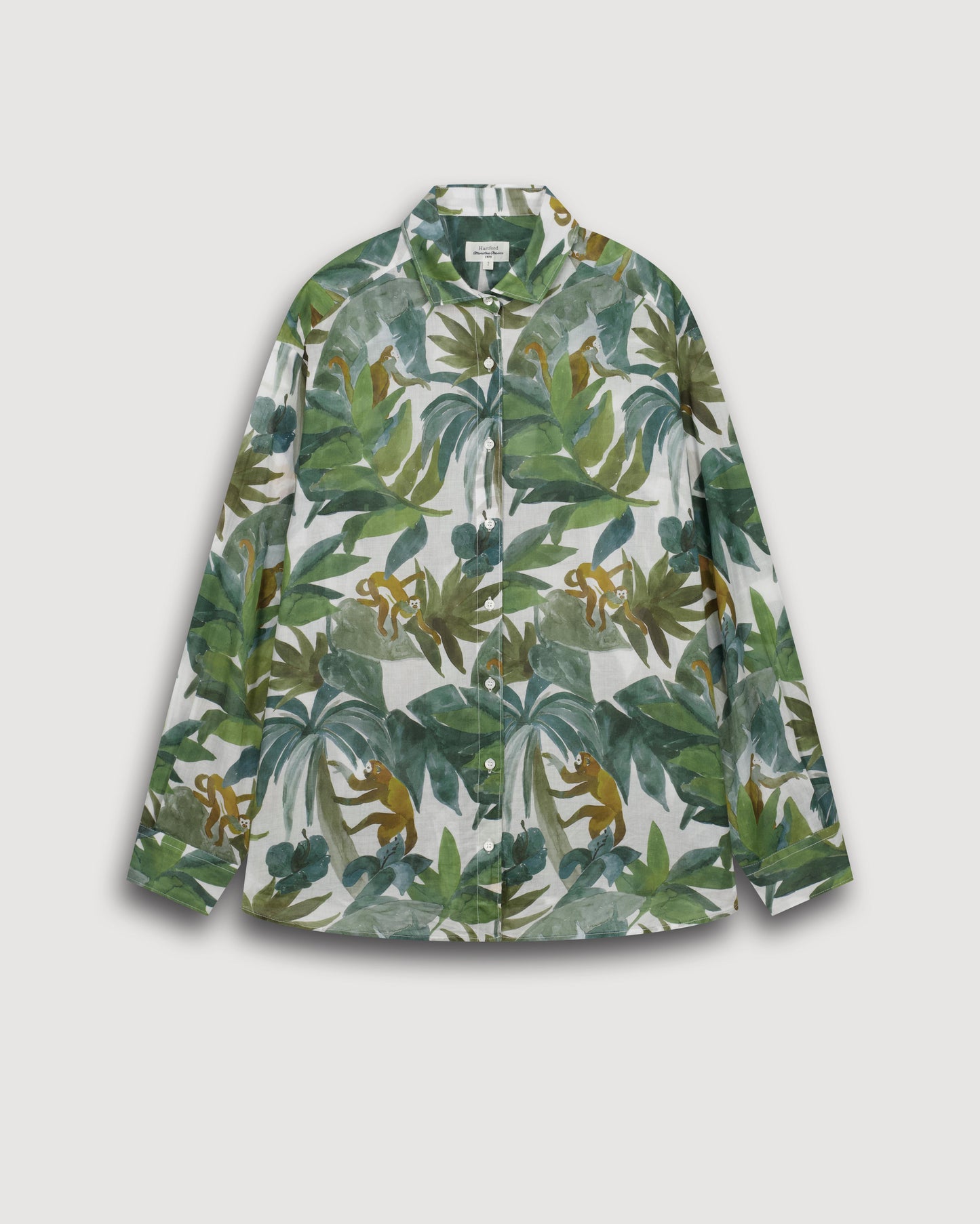 Chemise Femme en Coton Imprimé Blanc & Vert Charlot