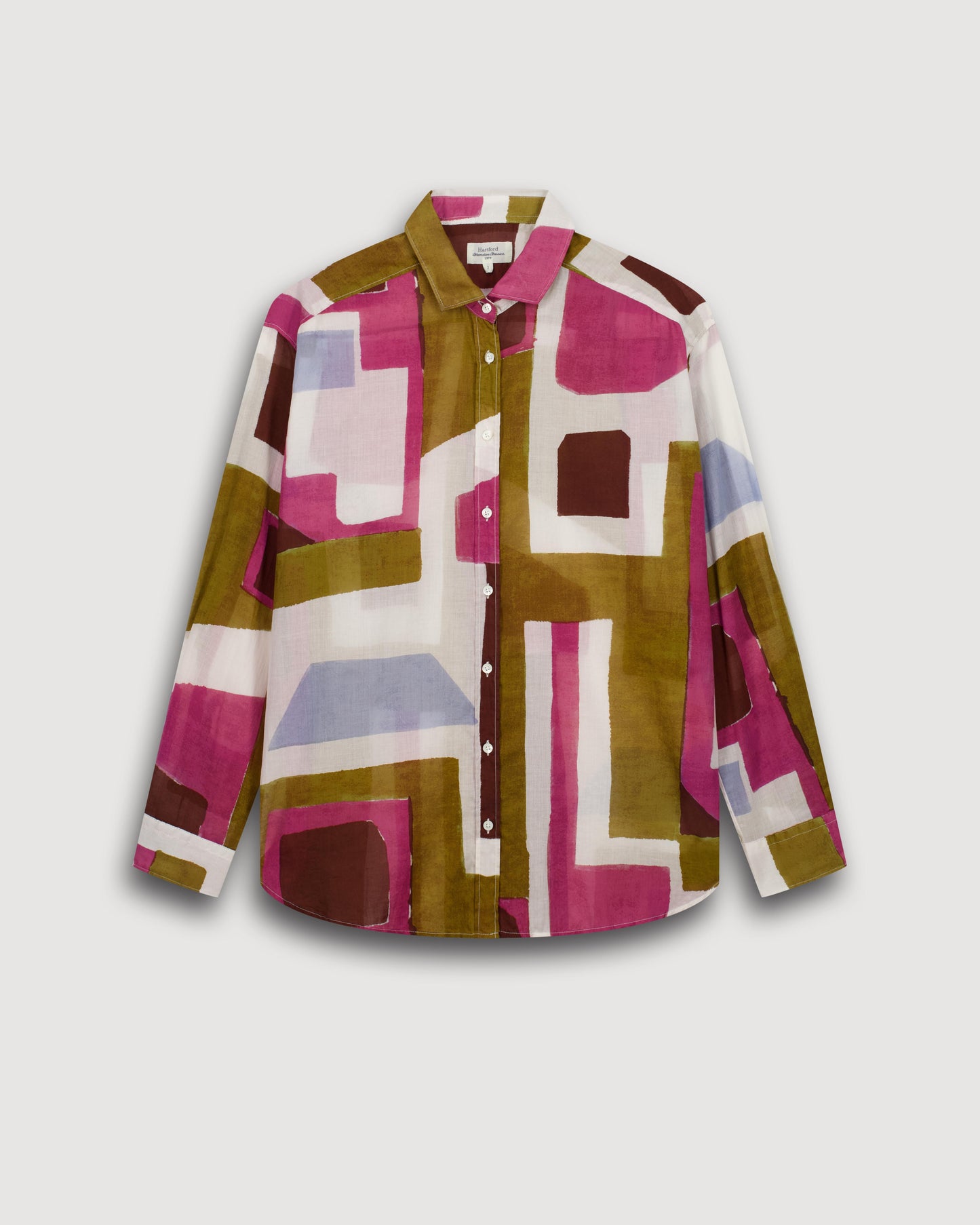 Chemise Femme en Coton Imprimé Blanc & Violet & Bronze Charlot