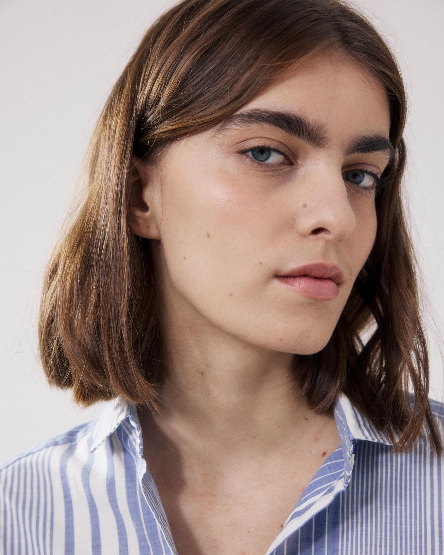 Women's White & Blue Cotton Shirt Charlot BFCE636-01