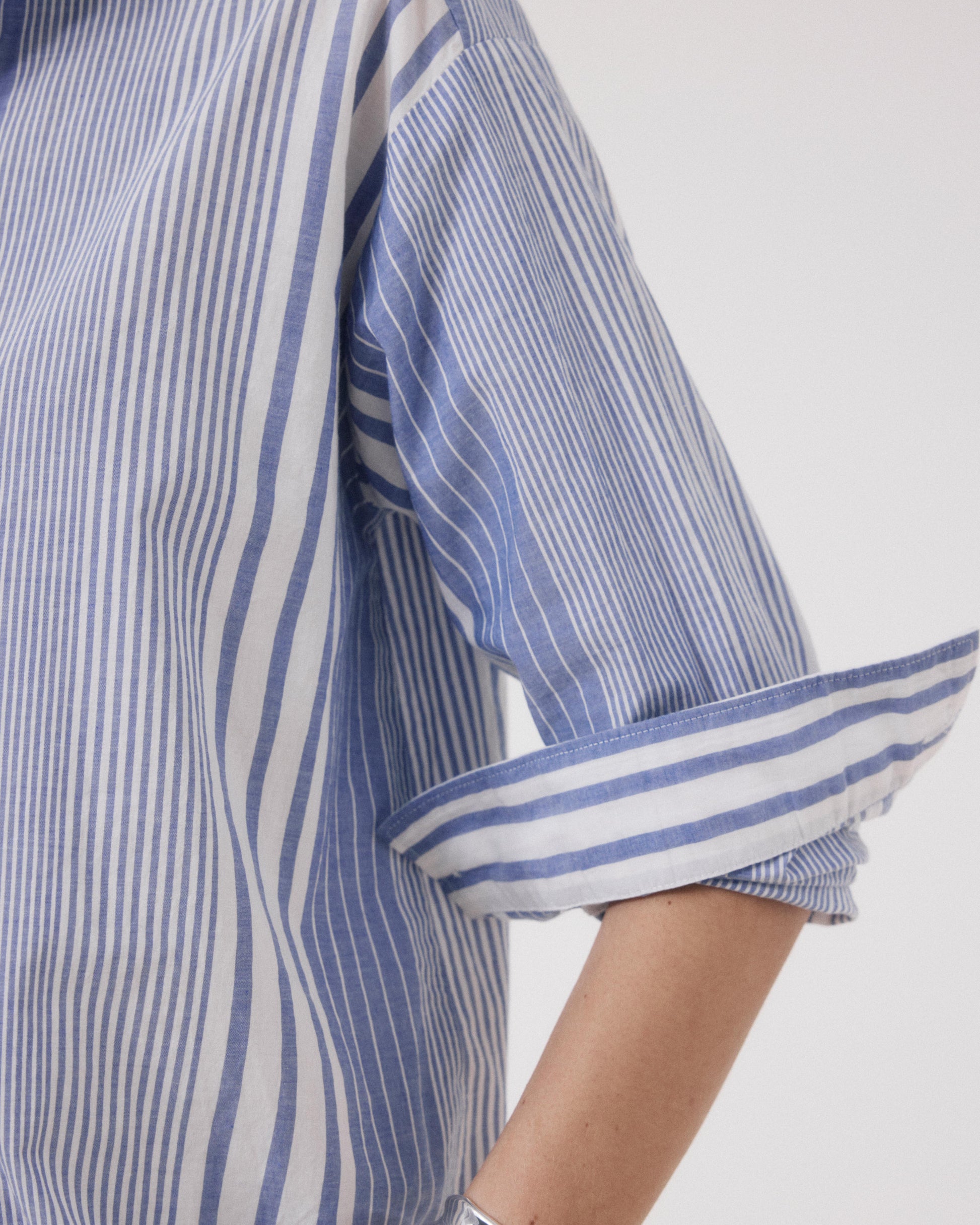 Women's White & Blue Cotton Shirt Charlot BFCE636-01