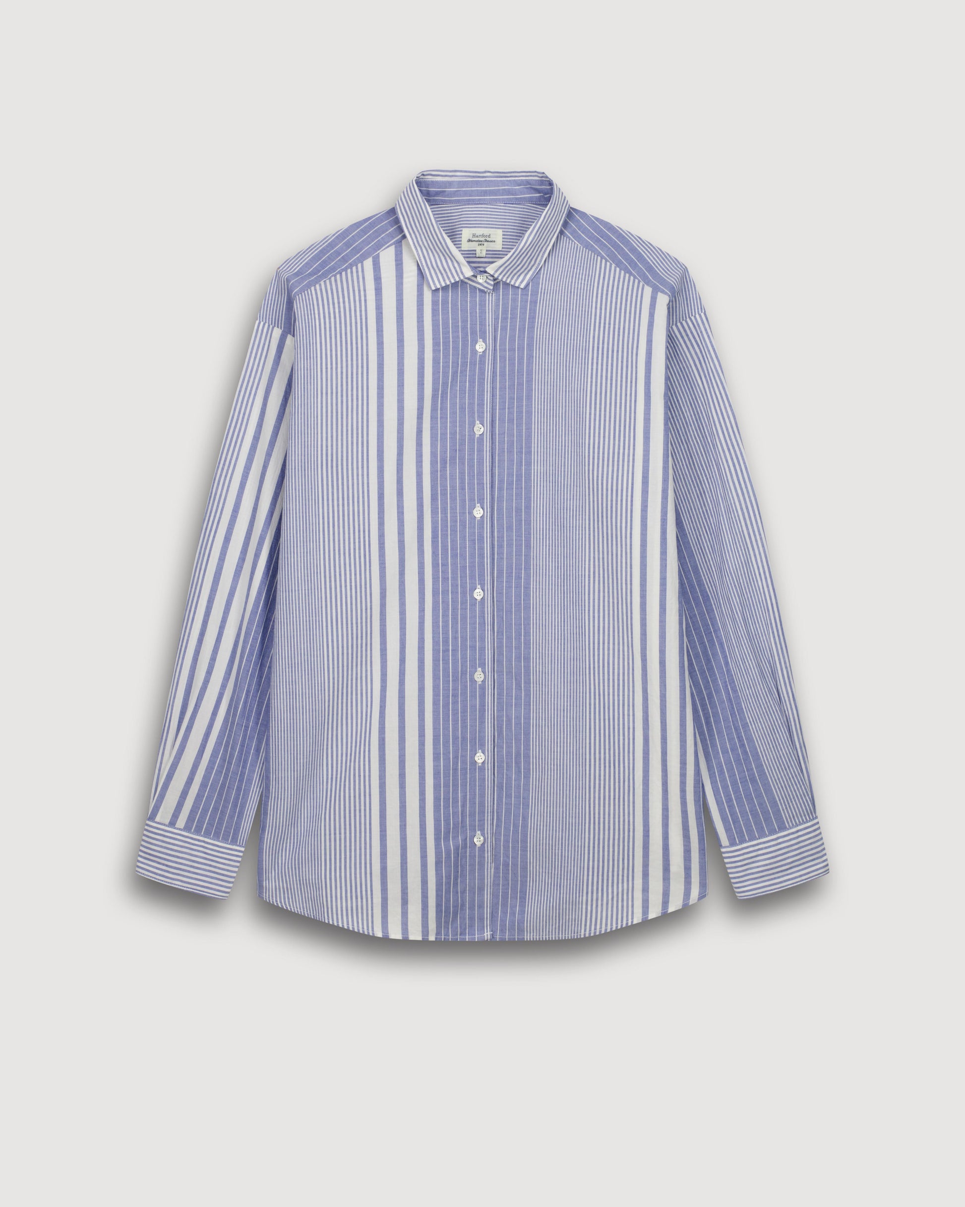 Chemise Femme en Coton Blanc & Bleu Charlot