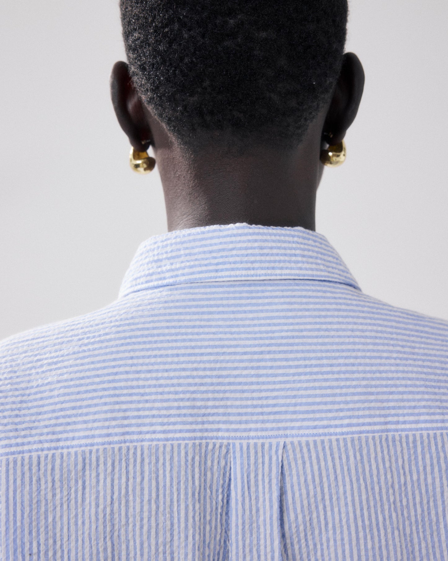 Chemise Femme en Seersucker Blanc & Bleu Charlot