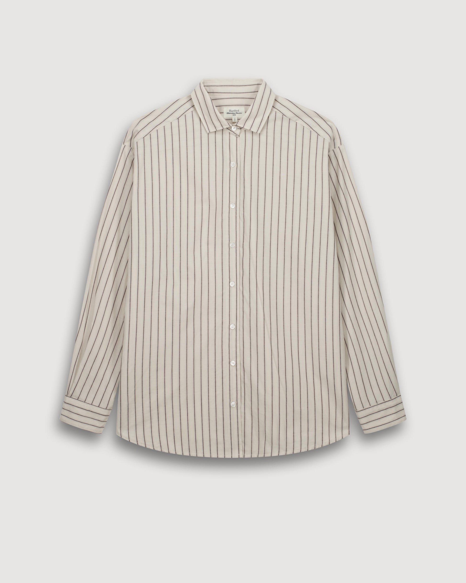 Chemise Femme en Popeline Beige & Marron Charlot