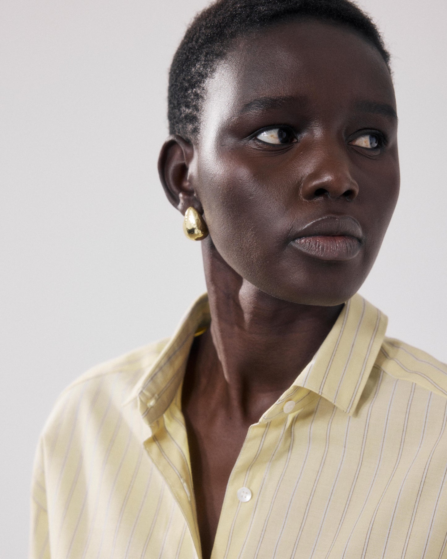 Women's Yellow & Brown Striped Poplin Shirt Charlot BFCE638-02