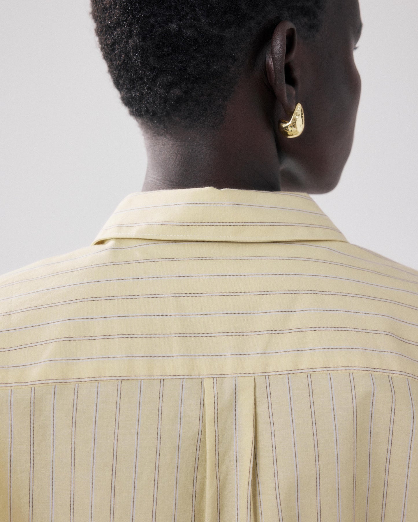 Women's Yellow & Brown Striped Poplin Shirt Charlot BFCE638-02