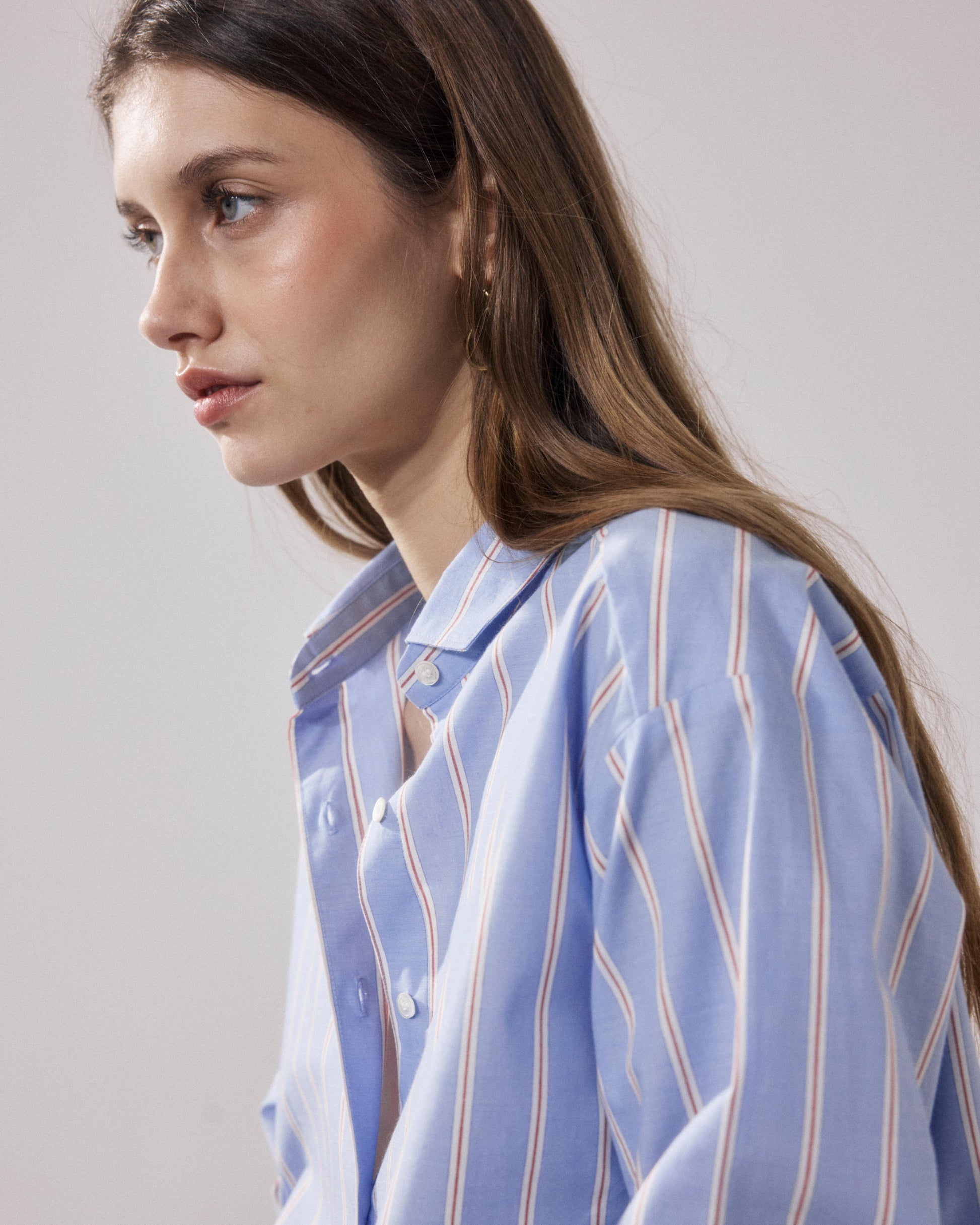 Chemise Femme en Popeline Bleu & Rouge Charlot