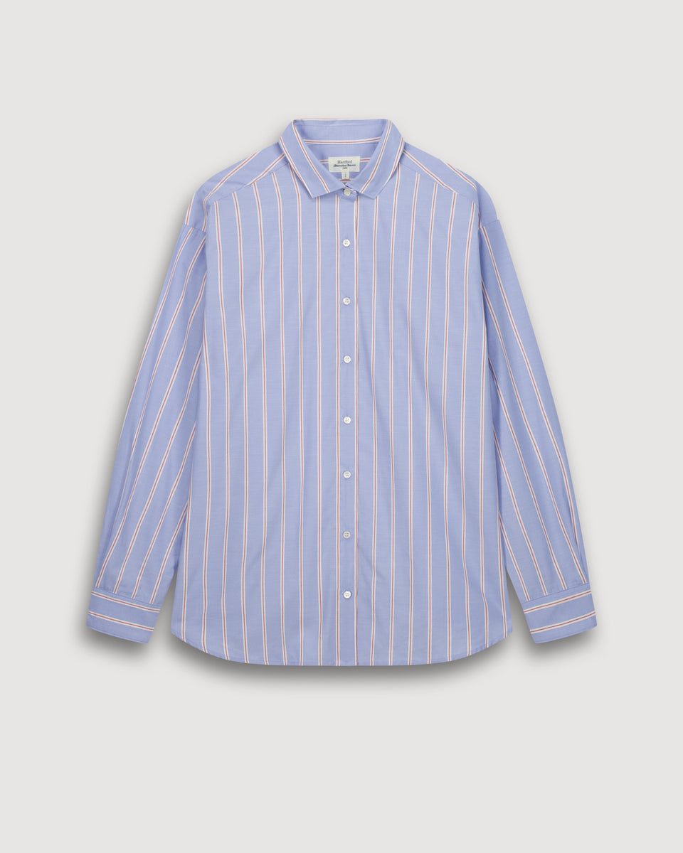 Chemise Femme en Popeline Bleu & Rouge Charlot - Image 3