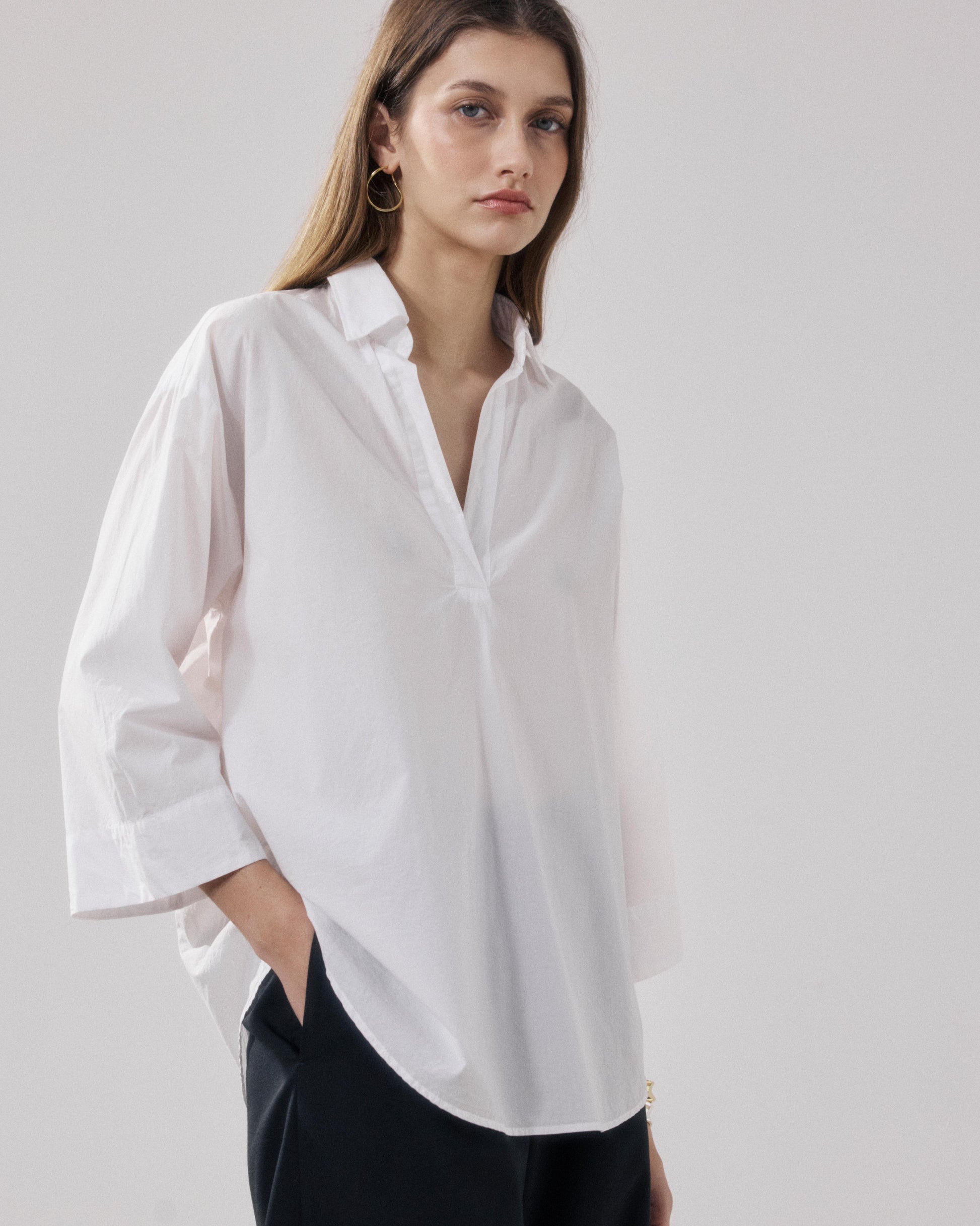 Chemise Femme en Popeline Blanc Cola BFCG610-20